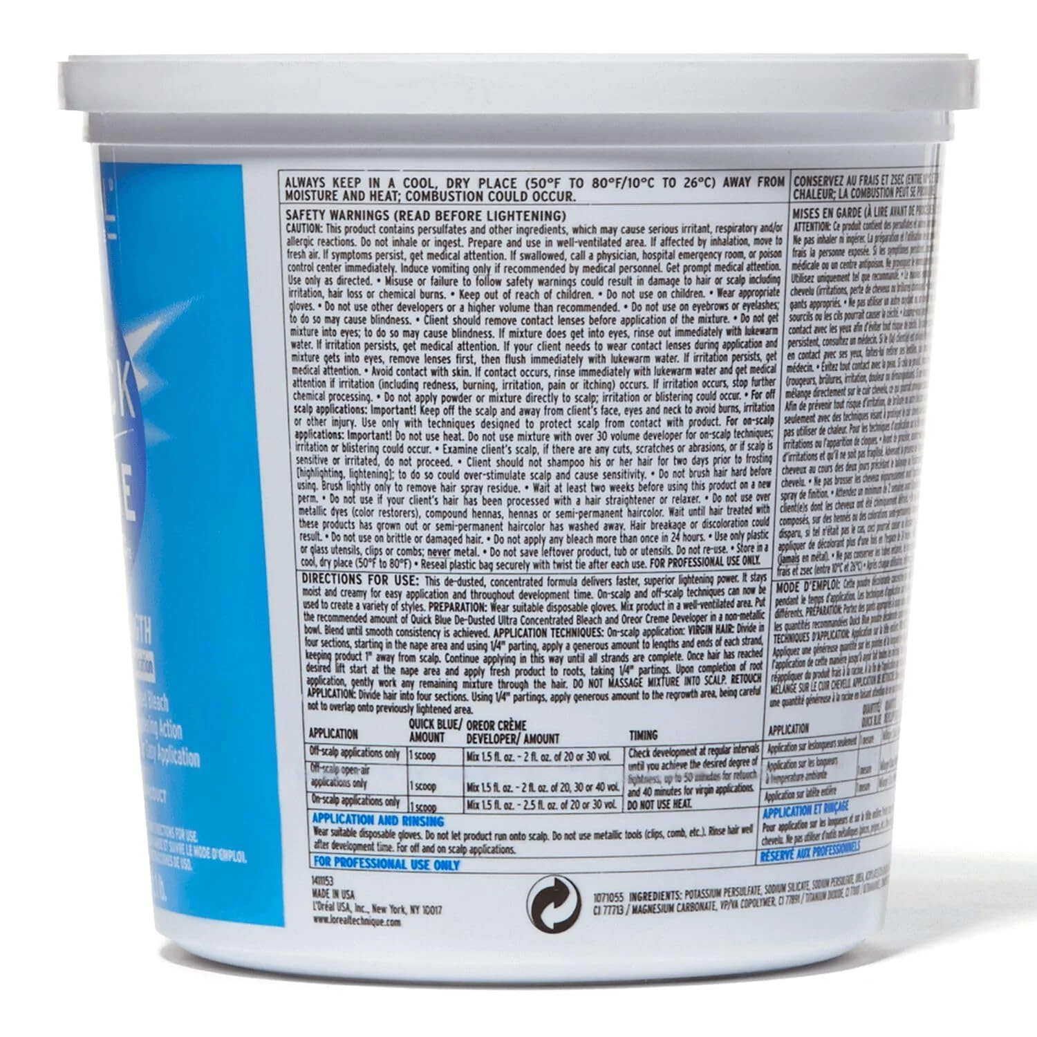 L'Oréal Technique Quick Blue High Performance Bleach - Professional Hair Bleaching Powder, No Drip Formula, Extra Strength Lightening Action Lifts Up To 7 Levels, Single Application,1 Pound - Image 7
