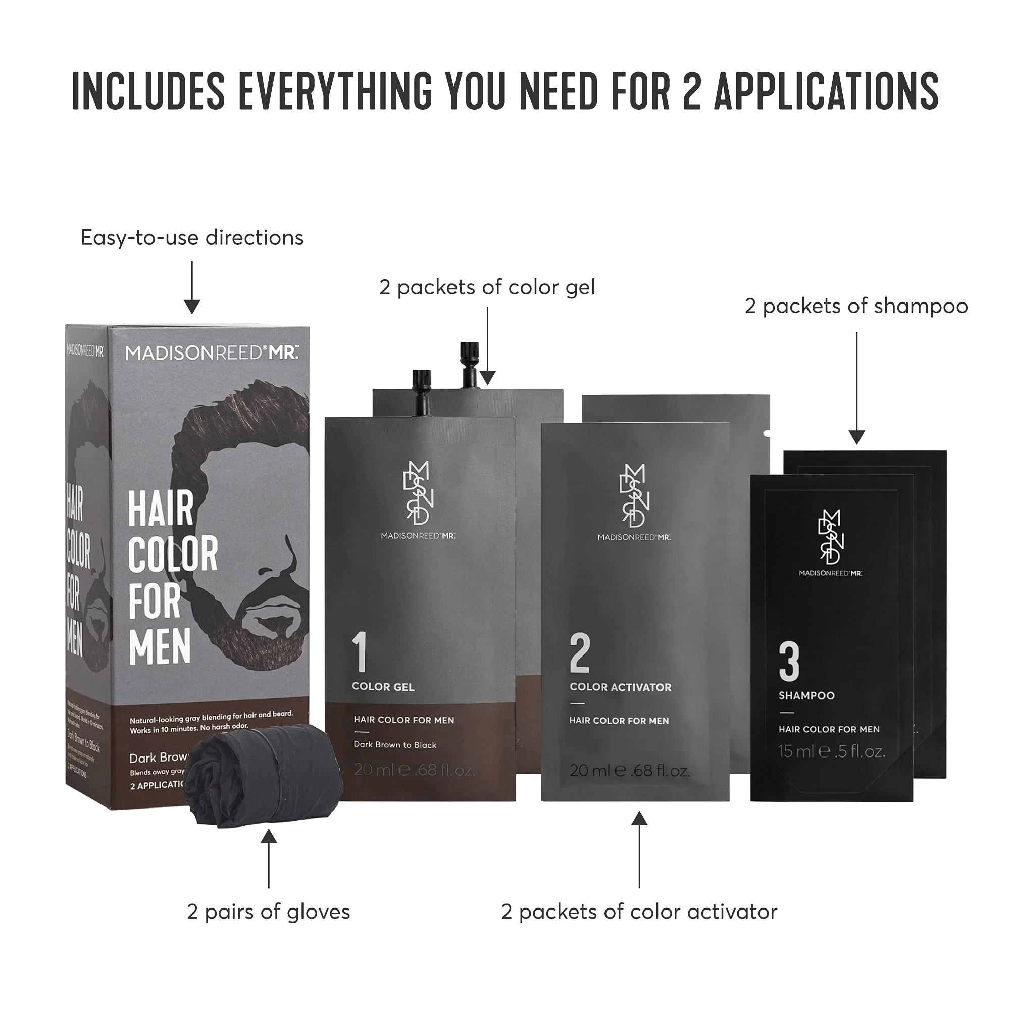 Madison Reed Mr. Hair Color for Men, Dark Brown to Black Demi-Permanent Hair Dye, Reduces Grays in 15 Minutes For Hair & Beard, Nourishing & Strengthening, Keratin & Argan Oil, 2 Applications - Image 3