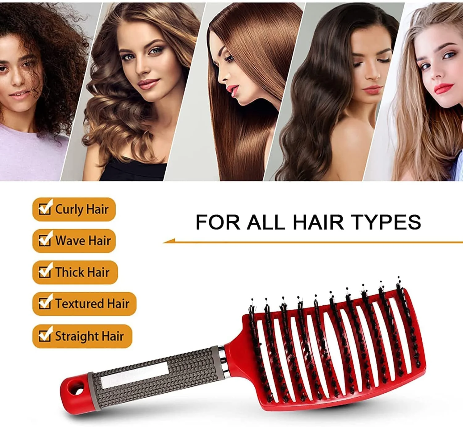 Magical Ultra Detangling Brush for Wet or Dry Hair, Detangler Brush, Fast Drying Styling Massage Hairbrush for Men, Women and Kids (Pink+Purple) - Image 3