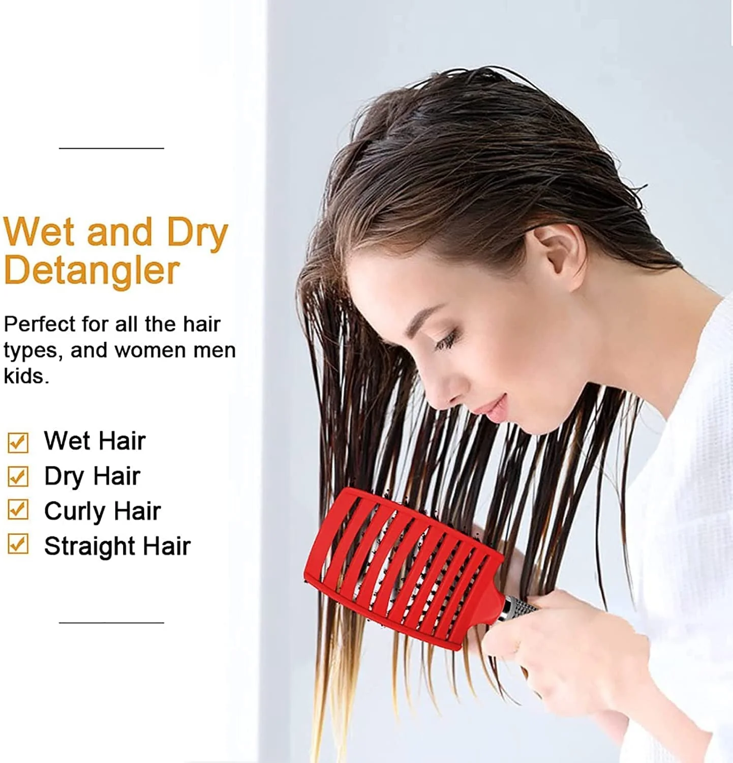 Magical Ultra Detangling Brush for Wet or Dry Hair, Detangler Brush, Fast Drying Styling Massage Hairbrush for Men, Women and Kids (Pink+Purple) - Image 4