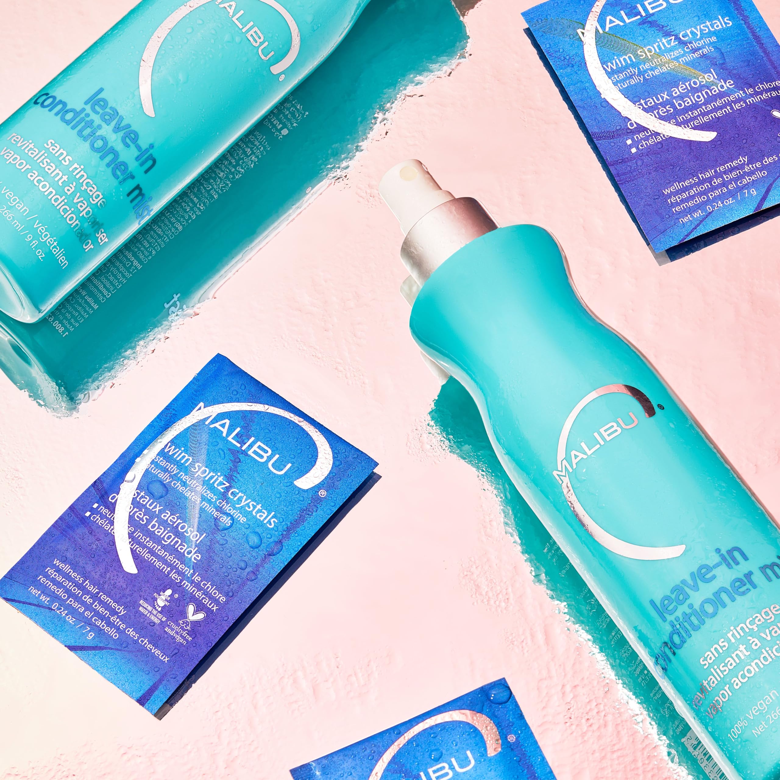 Malibu C Leave In Conditioner & Moisturizing Heat Protectant for Hair - Adult & Kids Hair Detangler Spray for Daily & Post Swim to Help Prevent Color Fading with UV Protection (9oz) - Image 4