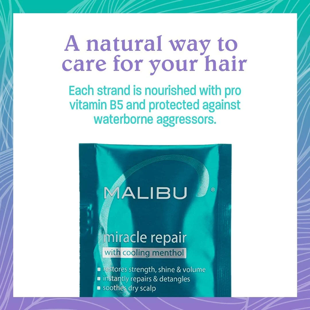 Malibu C Miracle Repair Hair Reconstructor with Cooling Menthol (1 Packet) - Nourishing Hair Repair Treatment for Weak, Damaged Strands - Scalp Invigorating Hair Care - Image 2