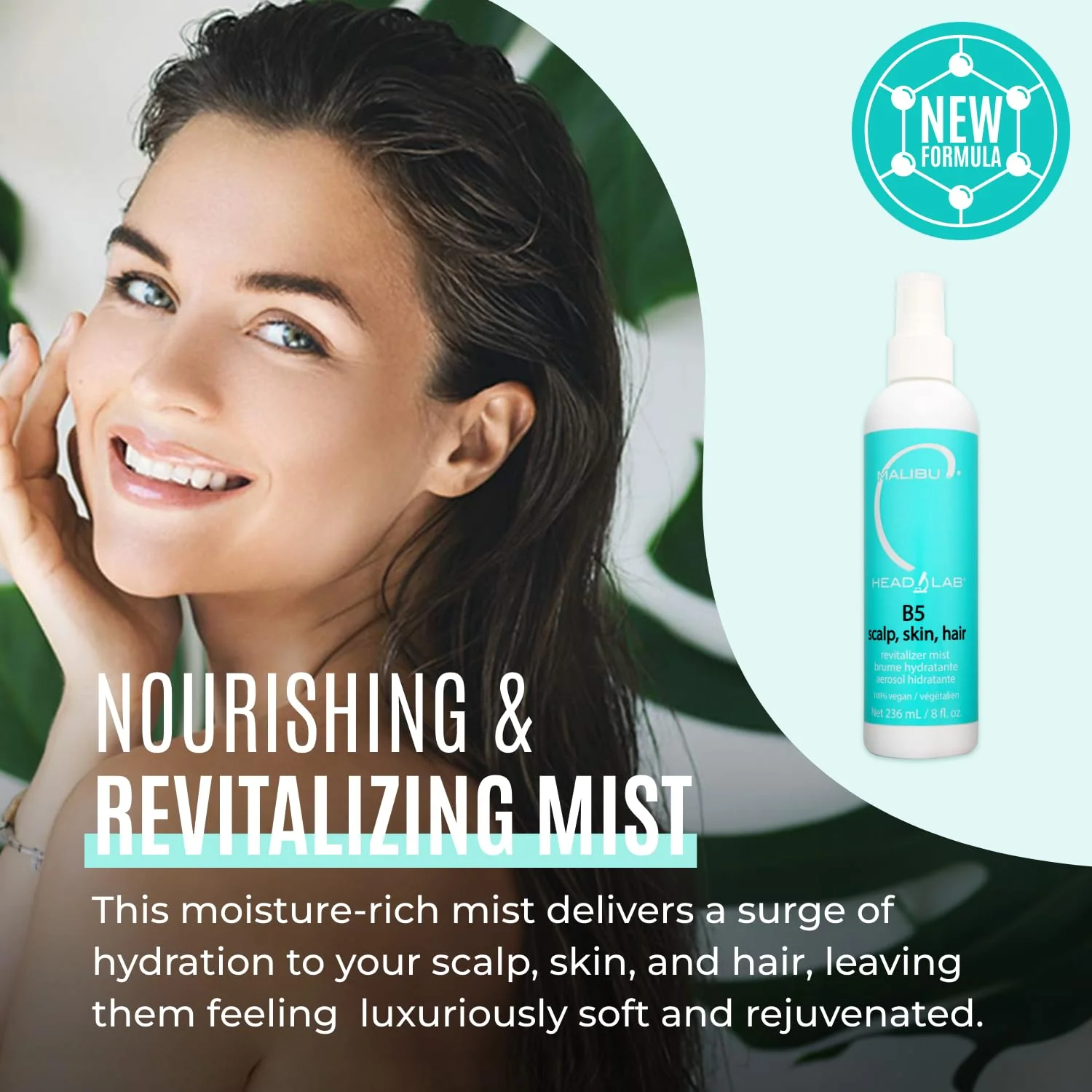 Malibu C Vitamin B5 Scalp, Skin and Hair Revitalizer Mist - Multi-Use Hydrating Mist Enriched with Allantoin to Help Soothe Skin, Restore Moisture and Improve Scalp Protection (8 oz) - Image 2