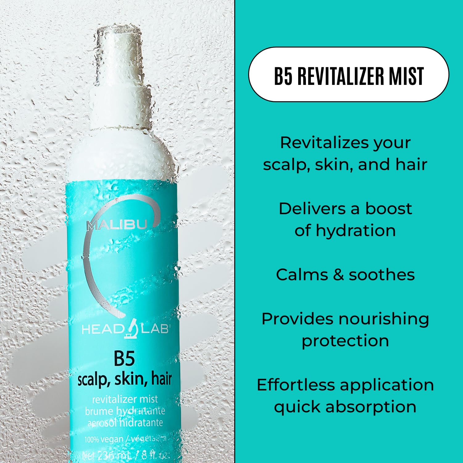 Malibu C Vitamin B5 Scalp, Skin and Hair Revitalizer Mist - Multi-Use Hydrating Mist Enriched with Allantoin to Help Soothe Skin, Restore Moisture and Improve Scalp Protection (8 oz) - Image 4