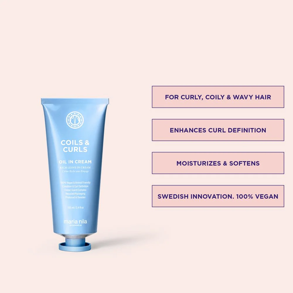 Maria Nila Coils & Curls Oil-In-Cream, 3.4 Fl Oz, For Curly & Wavy Hair, Jojoba oil to Stay Hydrated while Washing, Shea butter for Curl Enhancement, 100% Vegan - Image 3