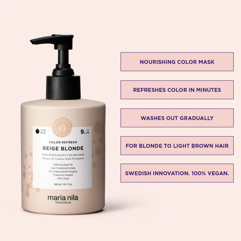 Maria Nila Color Refresh, Beige Blonde 10.1 Fl Oz, Cool-toned Soft Beige Hair Mask, Semi-Permanent Pigments, 100% Vegan & Sulfate/Paraben free - Image 3