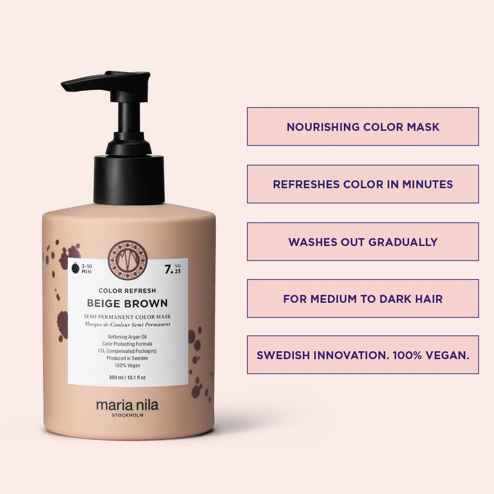 Maria Nila Color Refresh, Beige Brown 10.1 Fl Oz, Beige brown hair mask, Semi-Permanent Pigments, 100% Vegan & Sulfate/Paraben free - Image 3