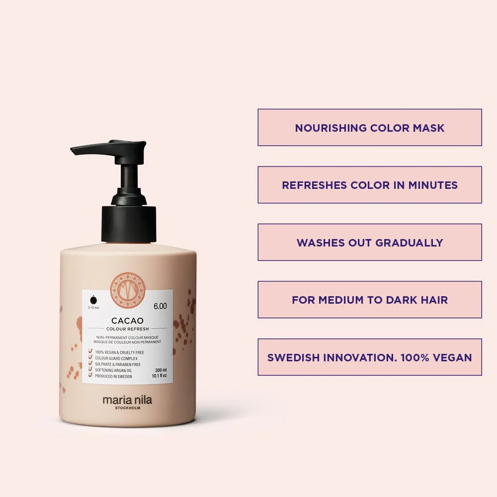 Maria Nila Color Refresh, Cacao 10.1 Fl Oz, Brown Hair mask, Semi-Permanent Pigments, 100% Vegan & Sulfate/Paraben free - Image 2
