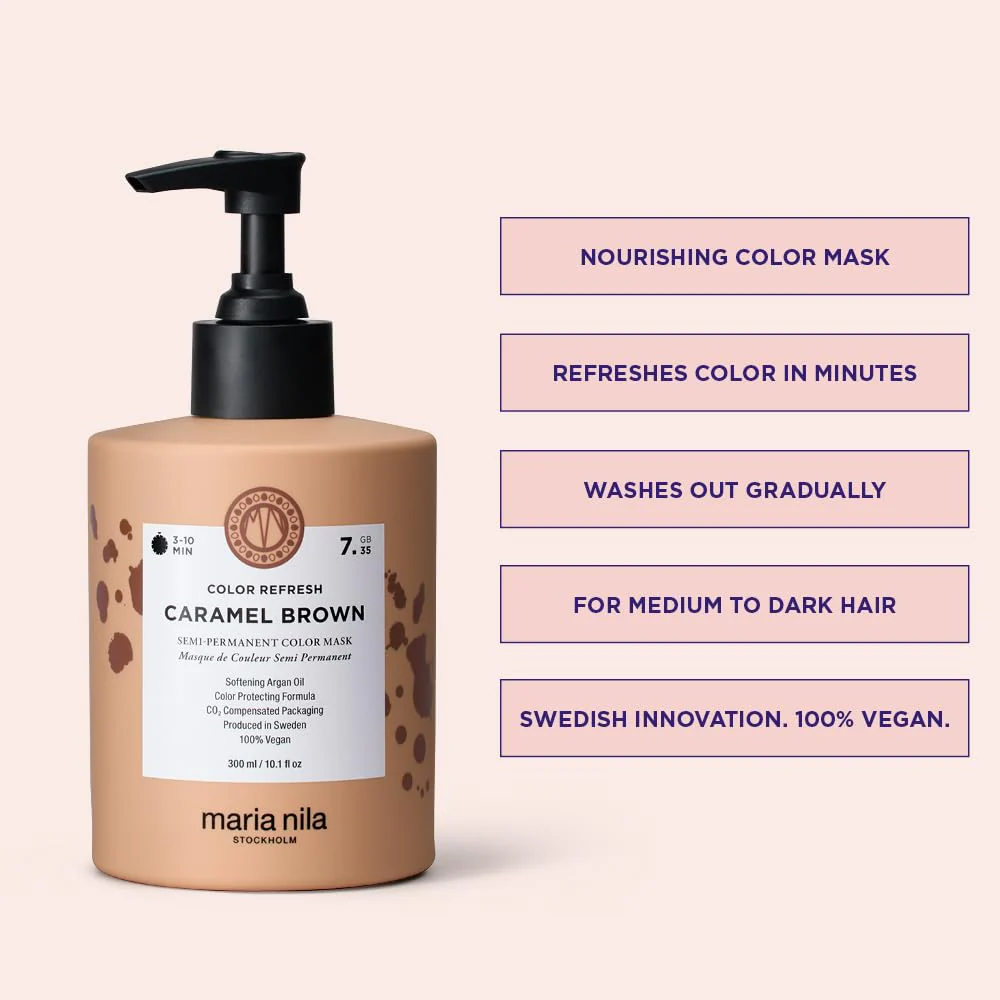 Maria Nila Color Refresh, Caramel Brown 10.1 Fl Oz, Warm Copper-toned Caramel Brown Hair Mask, Semi-Permanent Pigments, 100% Vegan & Sulfate/Paraben free - Image 3