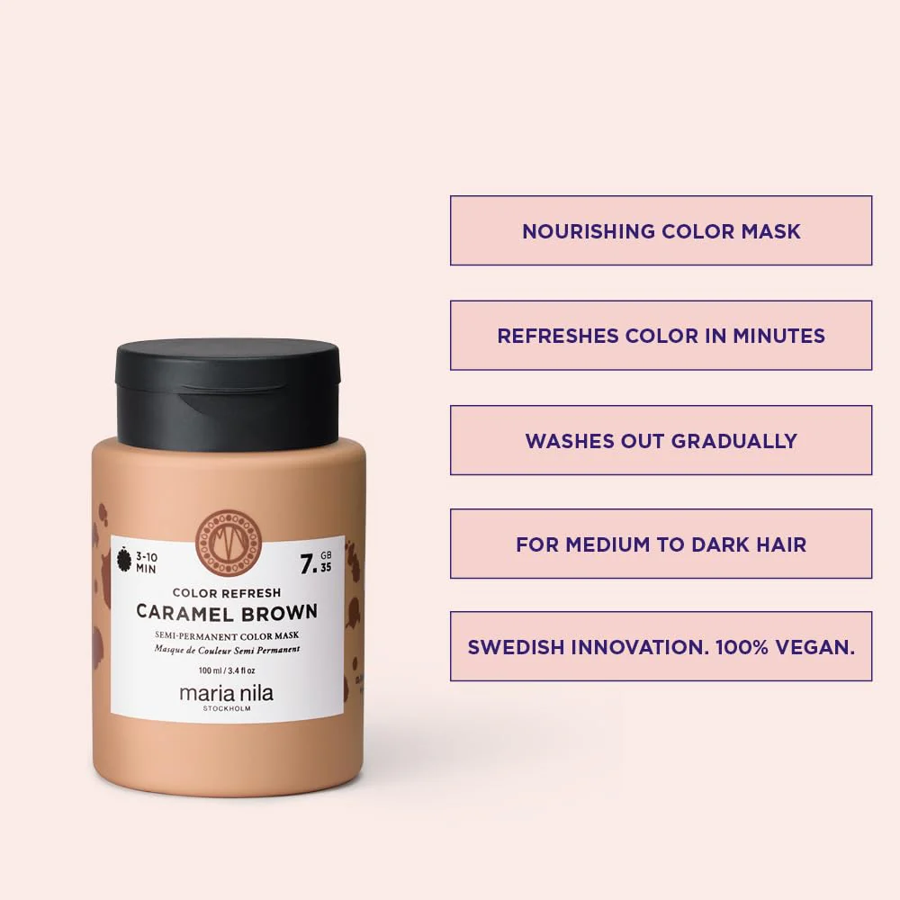 Maria Nila Color Refresh, Caramel Brown 3.4 Fl Oz, Warm Copper-toned Caramel Brown Hair Mask, Semi-Permanent Pigments, 100% Vegan & Sulfate/Paraben free - Image 3
