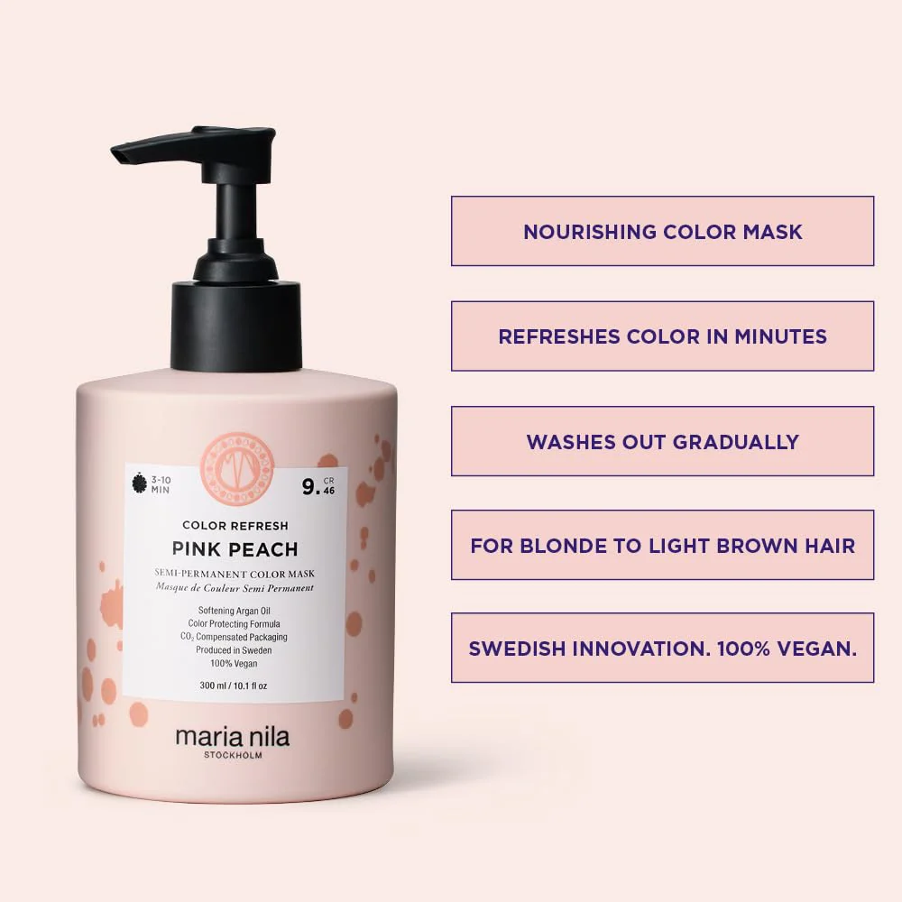 Maria Nila Color Refresh, Pink Peach 10.1 Fl Oz, Warm Pink-peach tone Hair Mask, Semi-Permanent Pigments, 100% Vegan & Sulfate/Paraben free - Image 3