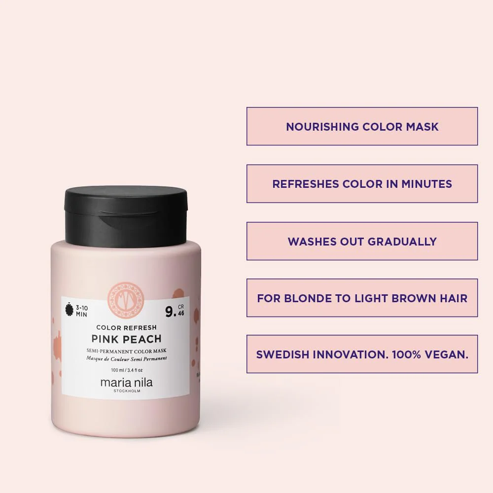 Maria Nila Color Refresh, Pink Peach 3.4 Fl Oz, Warm Pink-peach tone Hair Mask, Semi-Permanent Pigments, 100% Vegan & Sulfate/Paraben free - Image 3