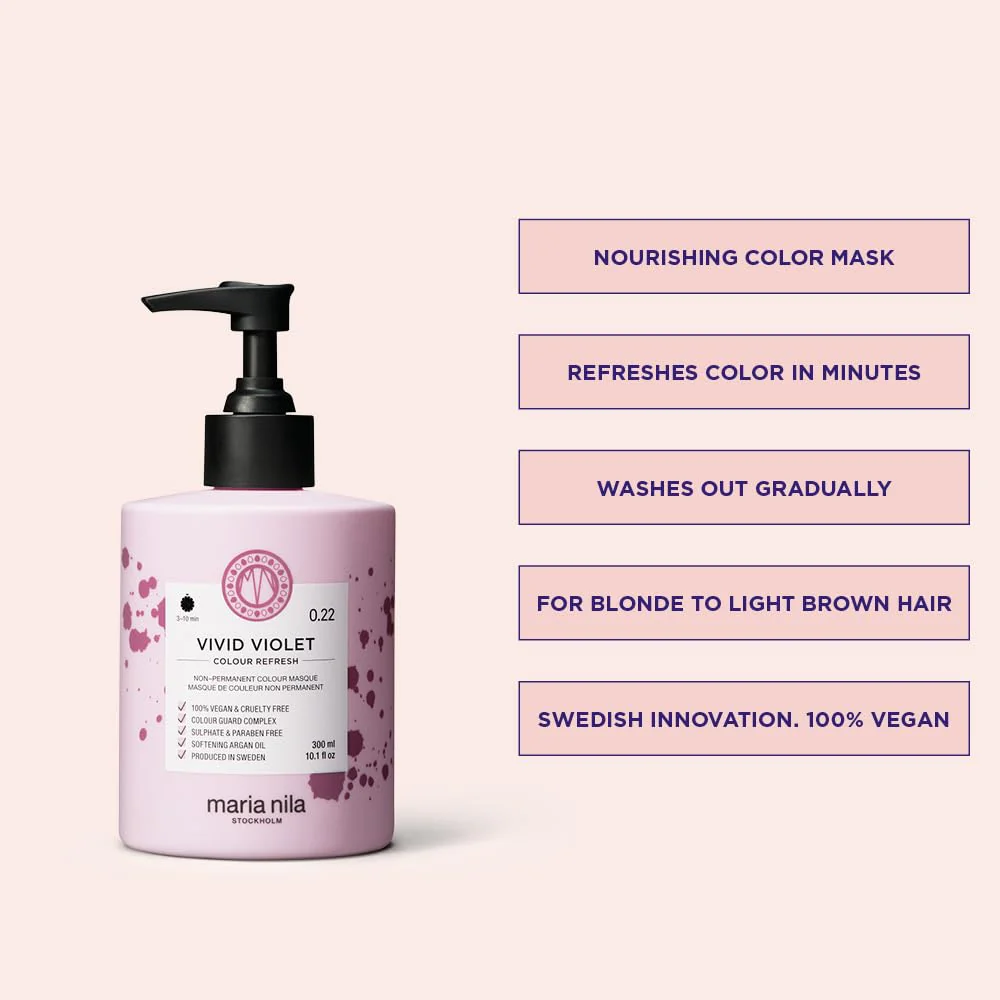 Maria Nila Color Refresh, Vivid Violet 10.1 Fl Oz, Purple/Violet Hair Mask, Semi-Permanent Pigments, 100% Vegan & Sulfate/Paraben free - Image 2