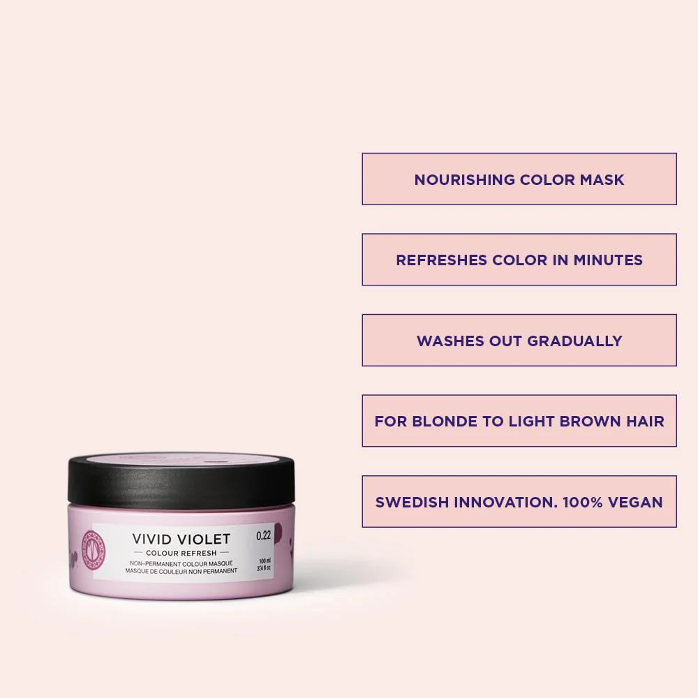 Maria Nila Color Refresh, Vivid Violet 3.4 Fl Oz, Purple/Violet Hair Mask, Semi-Permanent Pigments, 100% Vegan & Sulfate/Paraben free - Image 2