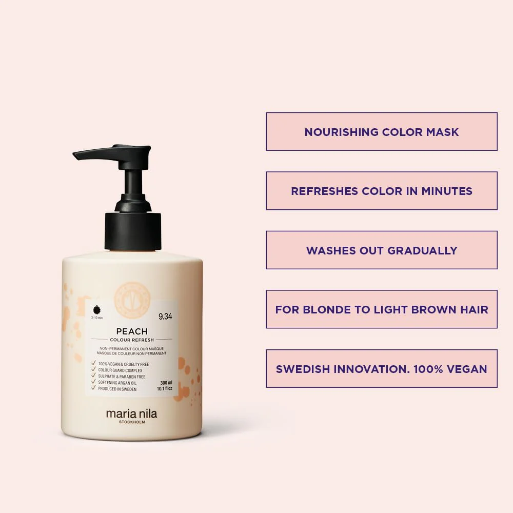 Maria Nila Colour Refresh, Peach 10.1 Fl Oz, Peach Hair Mask, Semi-Permanent Pigments, 100% Vegan & Sulfate/Paraben free - Image 2