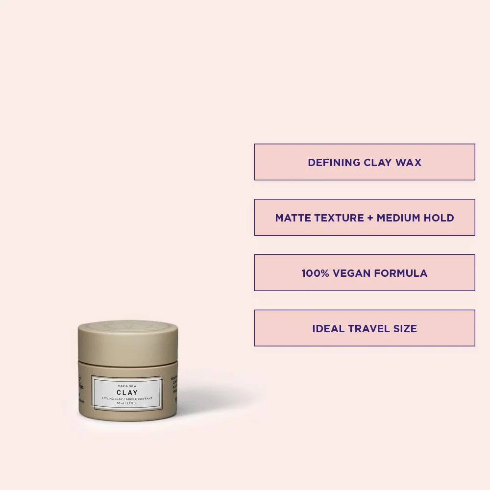 Maria Nila Minerals Clay, 1.7 Fl Oz / 50 ml, Hold 3/5, For all Hairstyles, Defining Wax Gives Matte Texture, 100% Vegan & Sulfate/Paraben free - Image 2