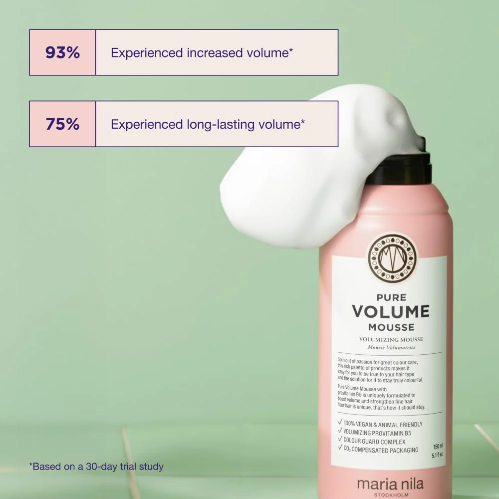 Maria Nila Pure Volume, Volumizing Mousse for Thicker Hair, Panthenol/Provitamin B5 Gives Volume to Thin & Fine Hair, 100% Vegan & Sulfate/Paraben free, 5.1 Fl Oz - Image 5