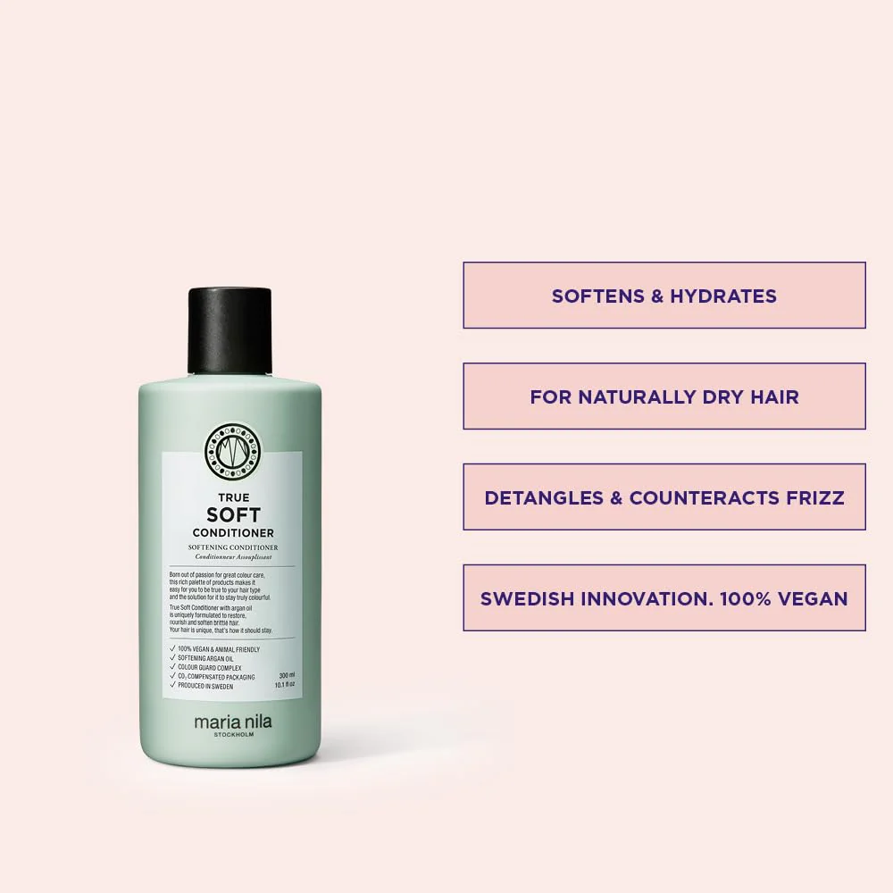 Maria Nila True Soft, Moisturizing Conditioner For Dry Brittle Hair, Argan Oil Remoisturises & Reduces Frizz, 100% Vegan & Sulfate/Paraben free, 10.1 Fl Oz - Image 2