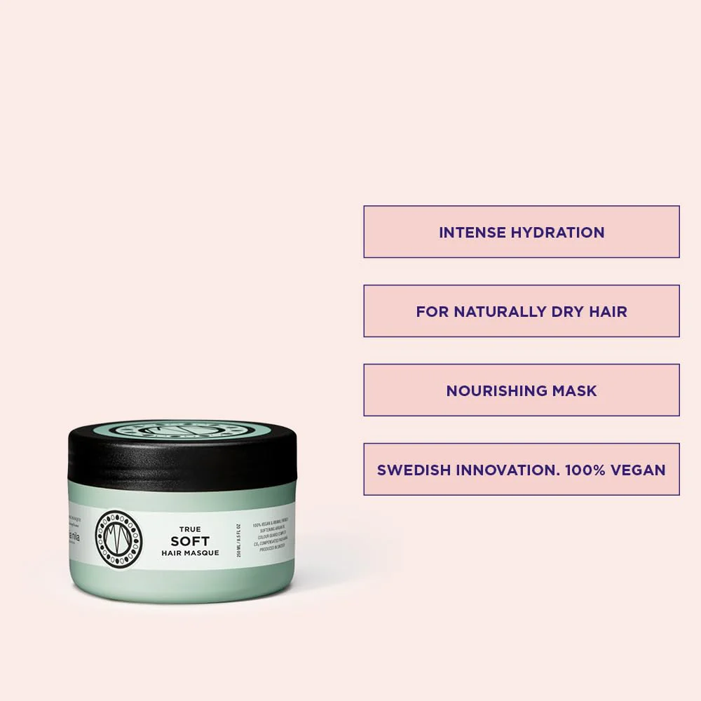 Maria Nila True Soft, Moisturizing Hair Mask For Dry Brittle Hair, Argan Oil Remoisturises & Reduces Frizz, 100% Vegan & Sulfate/Paraben free, 8.5 Fl Oz - Image 2