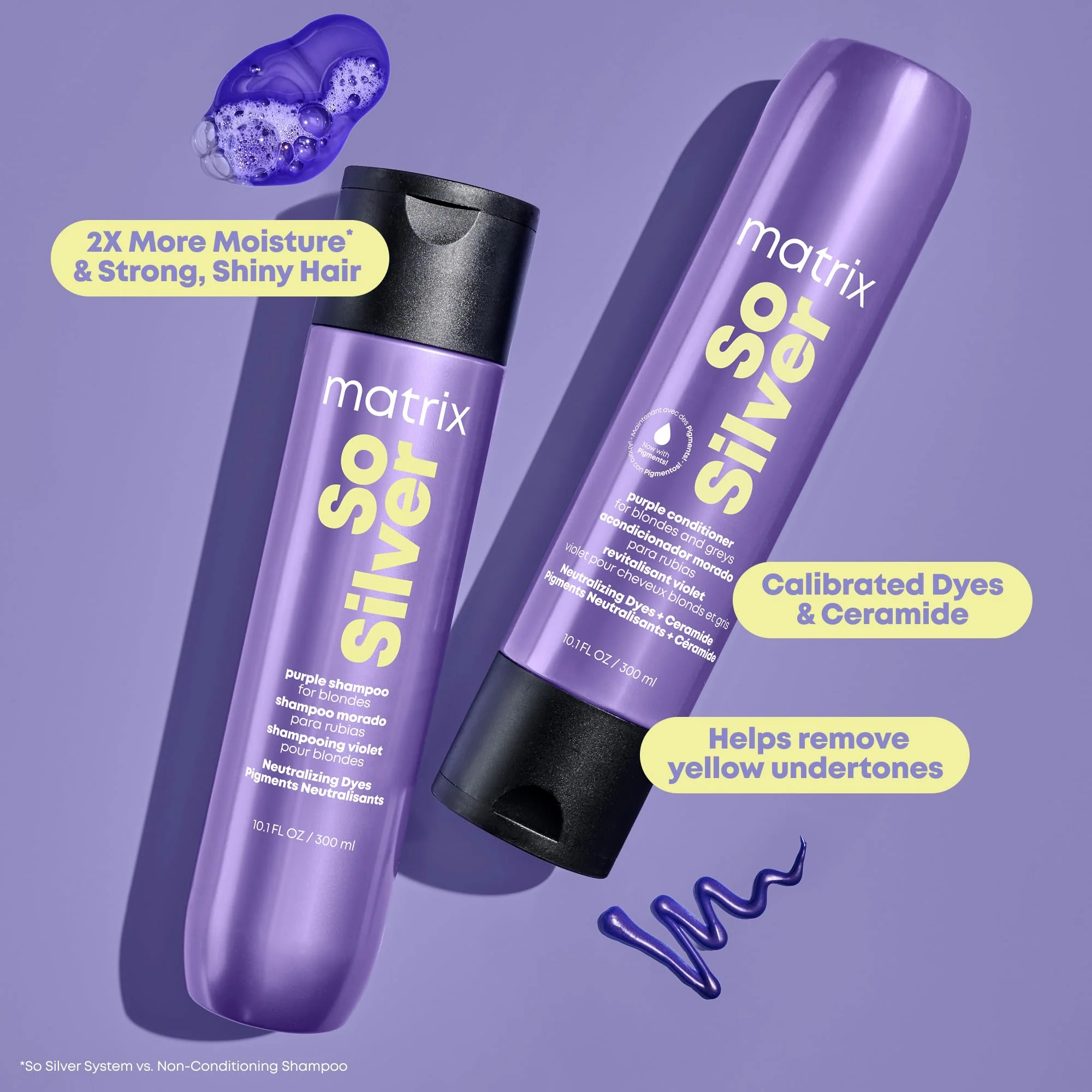Matrix So Silver Purple Shampoo and Pigmented Conditioner Set | Removes Brassy Yellow Undertones | Toning Conditioner For Blondes and Greys | For Color Treated Hair | Premium Salon Conditioner | Vegan - Image 4