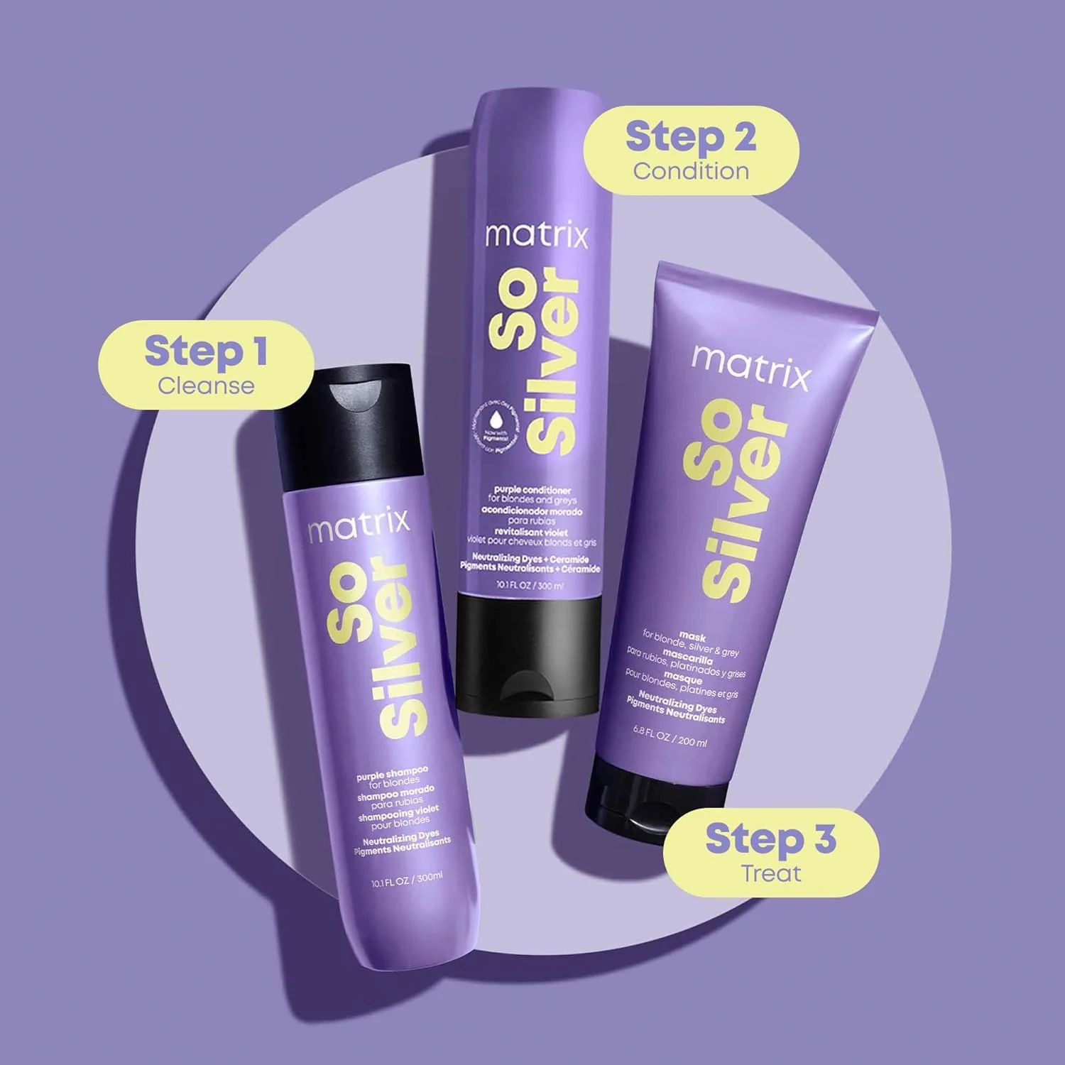 Matrix So Silver Purple Shampoo and Pigmented Conditioner Set | Removes Brassy Yellow Undertones | Toning Conditioner For Blondes and Greys | For Color Treated Hair | Premium Salon Conditioner | Vegan - Image 6