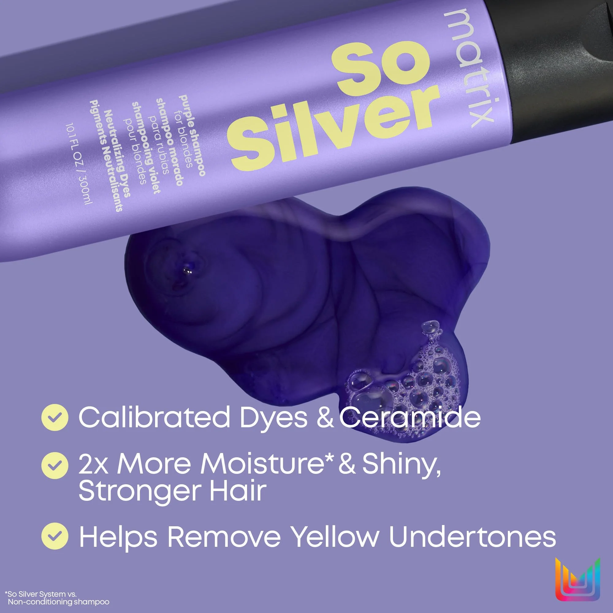 Matrix So Silver Purple Shampoo - Neutralizes Yellow Tones, Color Depositing, Brightening & Toning, Strengthens and Adds Shine, For Color Treated, Blonde, White and Platinum Hair, Vegan, 10.1 Fl Oz - Image 4
