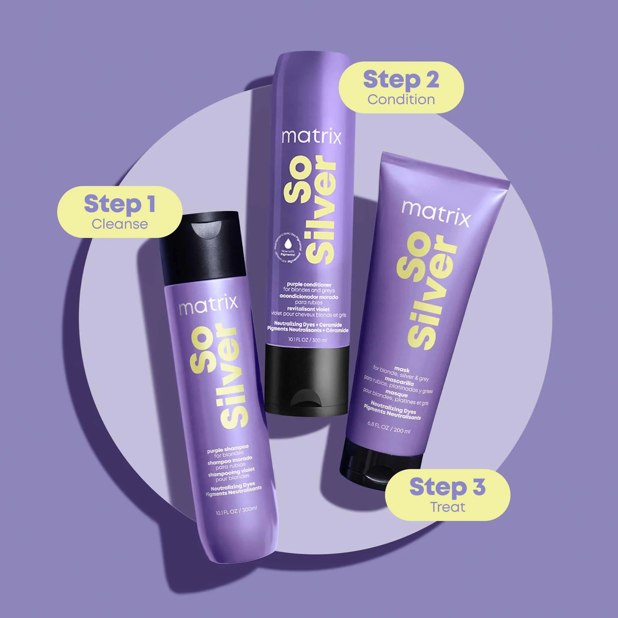 Matrix So Silver Purple Shampoo - Neutralizes Yellow Tones, Color Depositing, Brightening & Toning, Strengthens and Adds Shine, For Color Treated, Blonde, White and Platinum Hair, Vegan, 10.1 Fl Oz - Image 7
