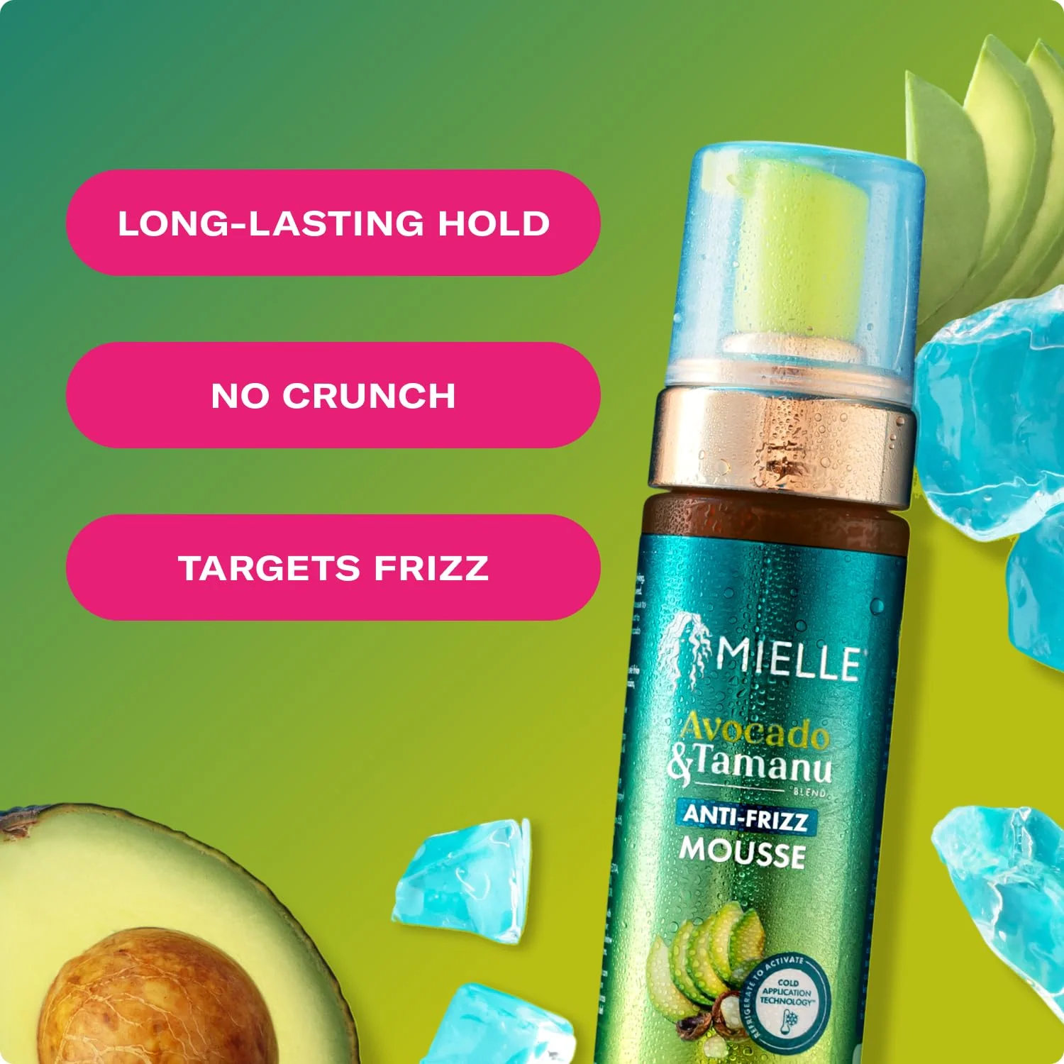 Mielle Organics Avocado & Tamanu Curly Hair Mousse - Anti Frizz Hair Foam for Curly, Wavy, Coily Styles - Medium Hold Styling to Define & Control for a Soft, Natural Shine Finish (7.5oz) - Image 3