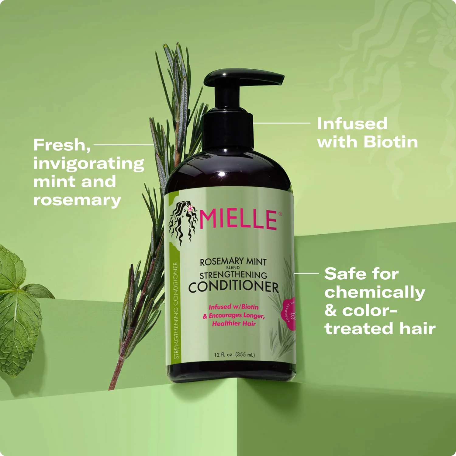 Mielle Organics Rosemary Mint Strengthening Hair Conditioner for Women & Men - Biotin Infused Detangling & Hydrating Conditioner to Increase Manageability & Support Longer, Healthier Strands, 12 oz - Image 7