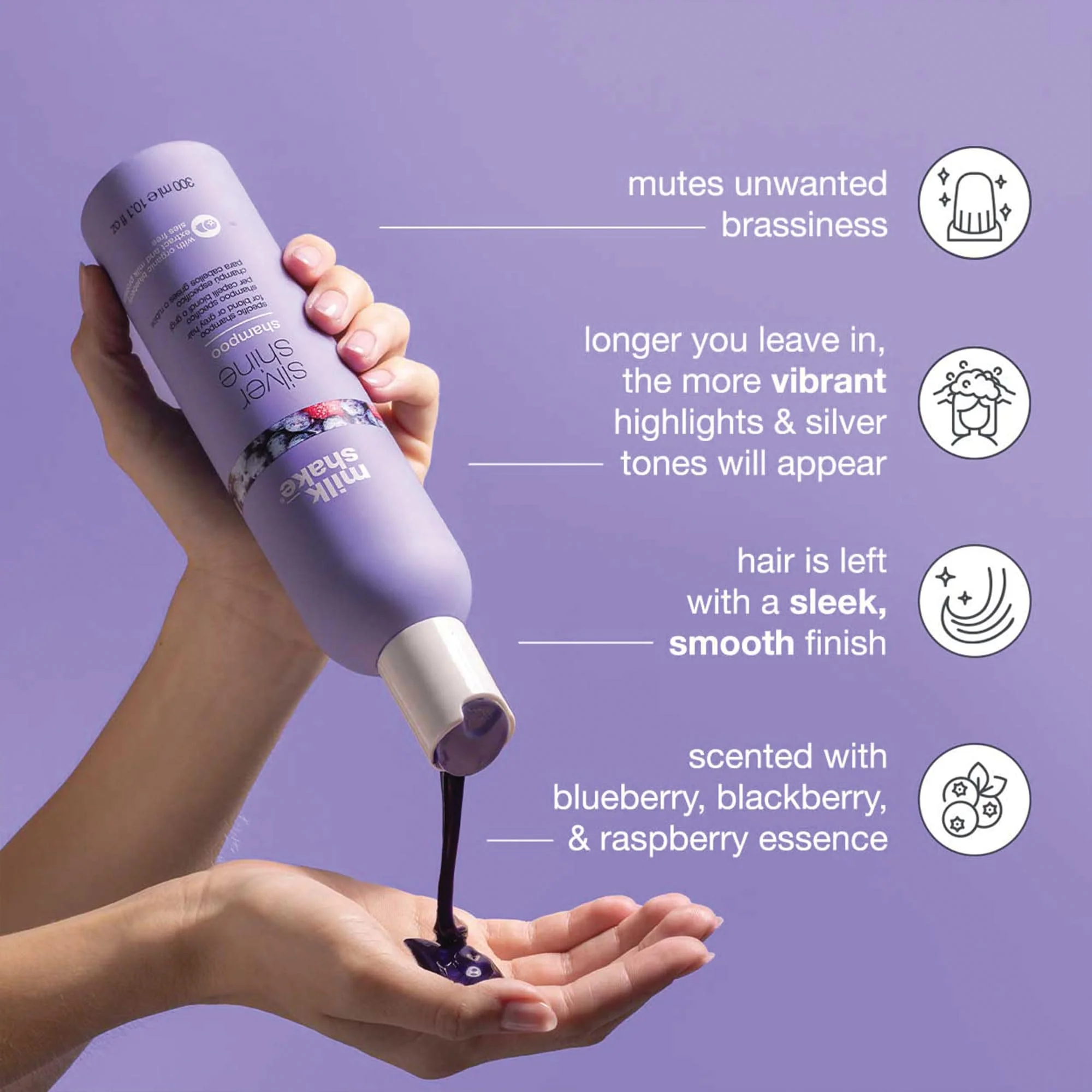 milk_shake Silver Shine Purple Shampoo 10.1 Fl Oz + Silver Shine Purple Conditioner 8.4 Fl Oz - Blonde Shampoo and Conditioner for Brassy Hair - Image 5
