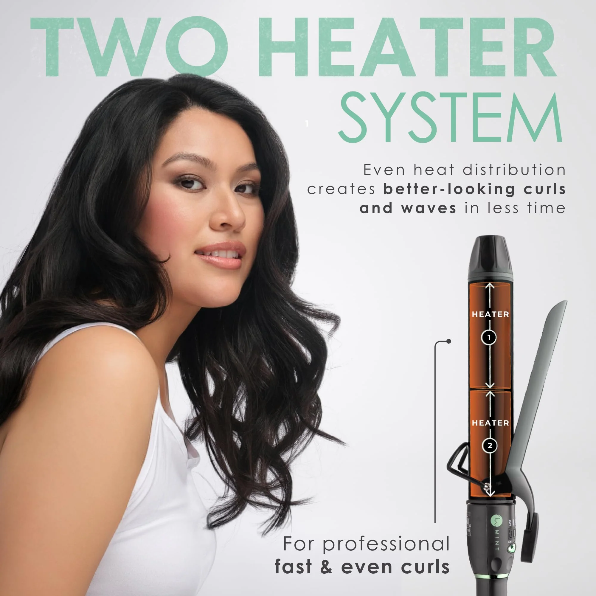 MINT Professional Extra Long Hair Curling Iron 1 1/4 inch | 2-Heater Ceramic Barrel that Stays Hot | 1.25 Inch Hair Iron Curler for Medium to Large Curls | Travel-Ready International Dual Voltage - Image 7