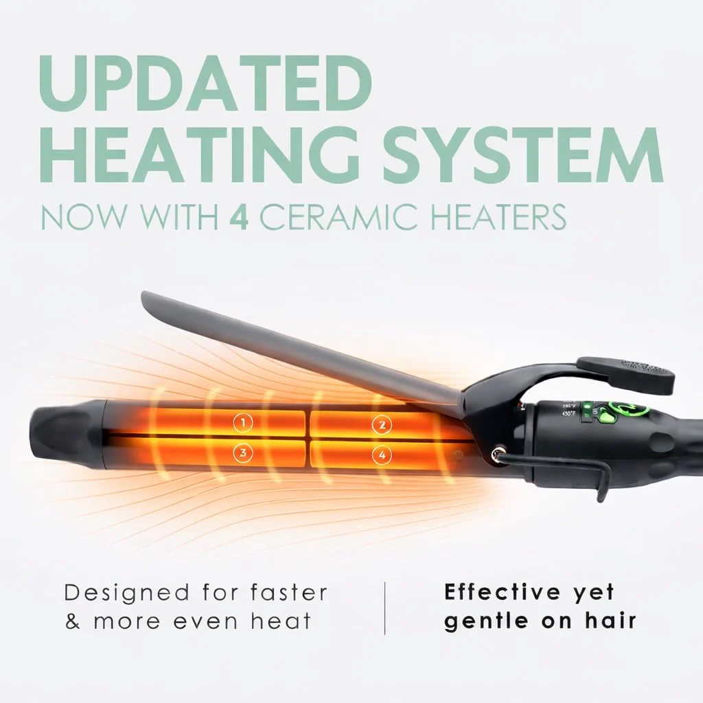 MINT REVAMP X-Long Barrel 1 Inch Curling Iron — Easier & Faster Styling for Long Hair | Truly Ionic & Even Heat Ceramic Curling Iron 1 Inch | Professional Optimized Clamp for Smooth Salon Curls - Image 4