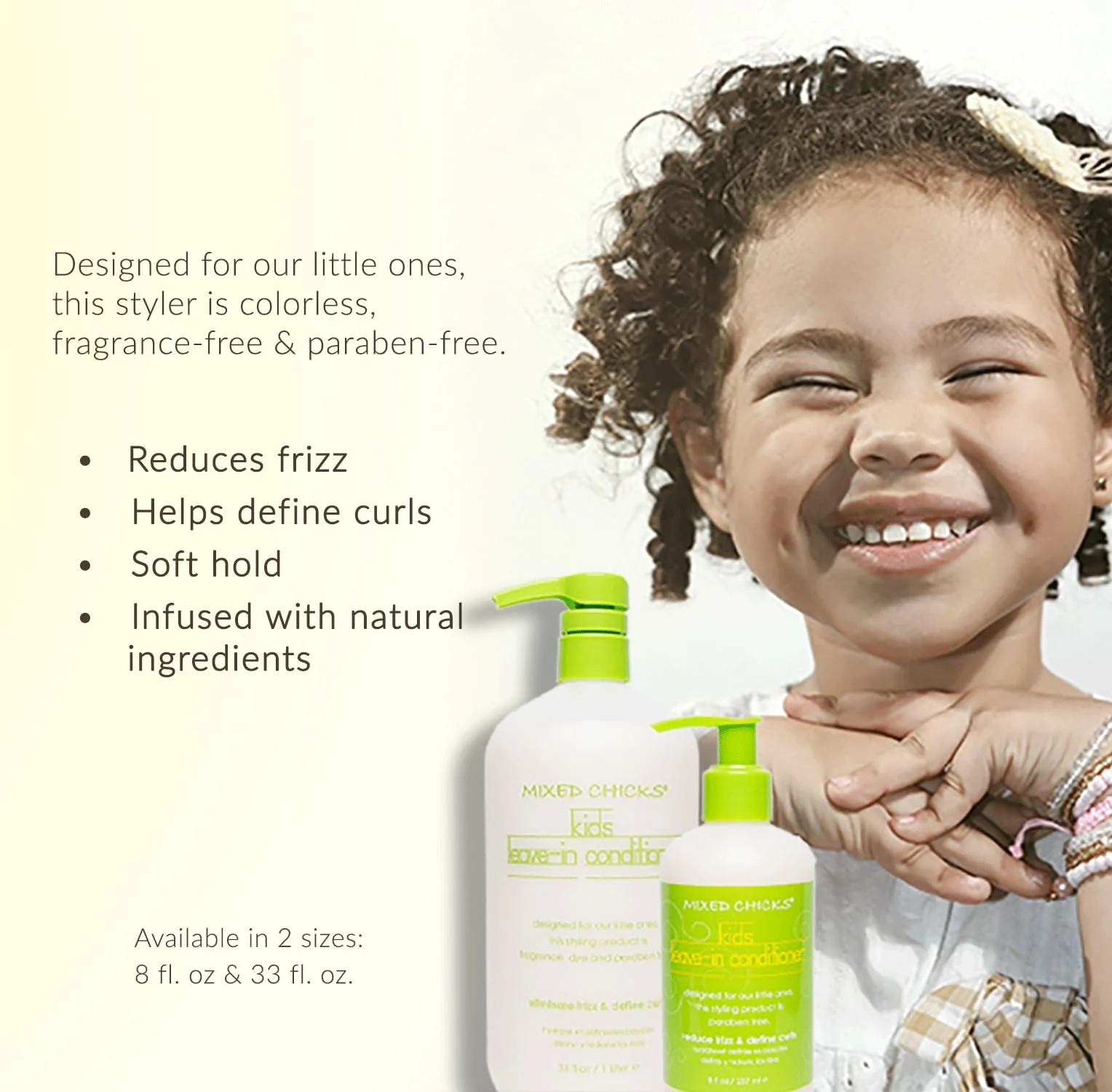 Mixed Chicks Kids Leave-In Conditioner - Eliminate Frizz & Define Curls, 33 fl.oz. - Image 4