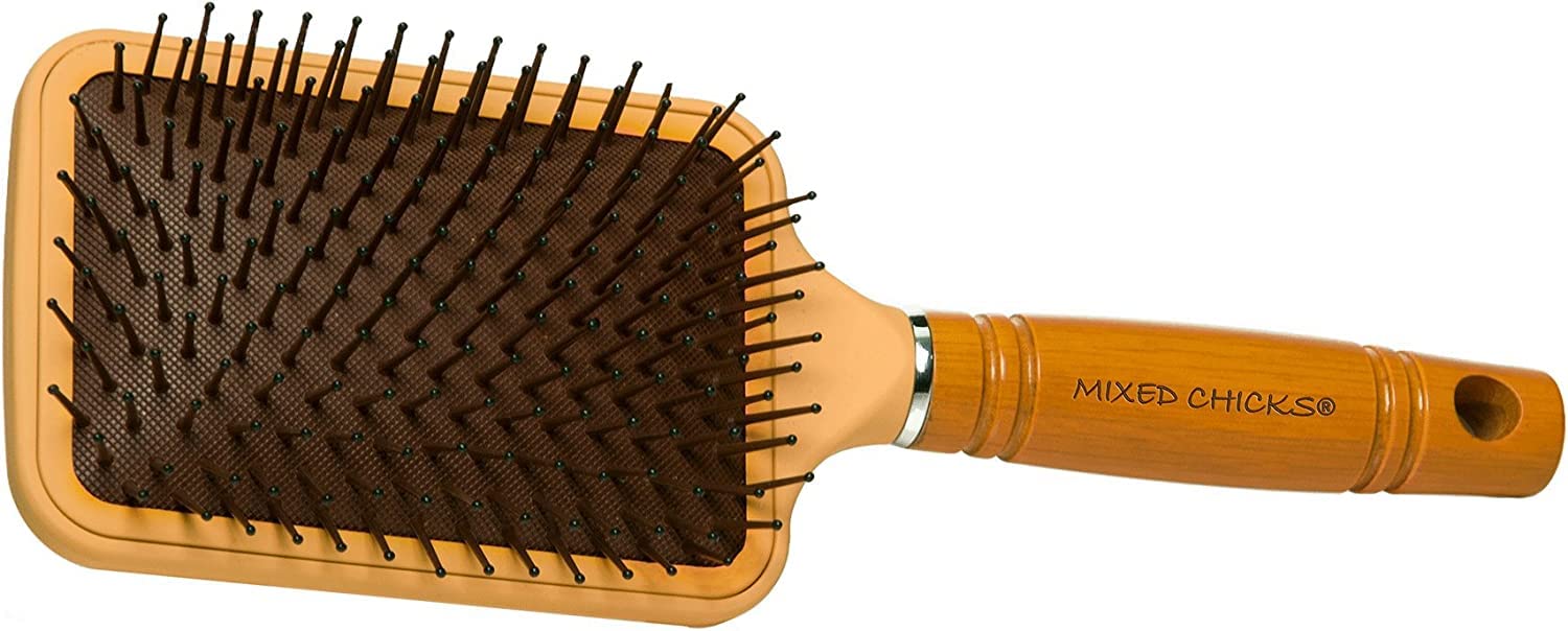 Mixed Chicks Paddle Brush with Hardened Plastic and Wood Handle - Image 2