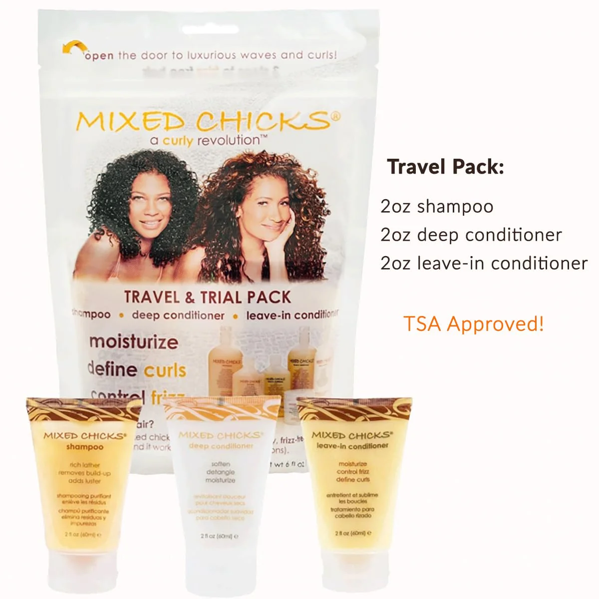 Mixed Chicks Travel & Trial Pack - Shampoo, Deep Conditioner, Leave-in Conditioner, 2 fl. oz. each - Image 3