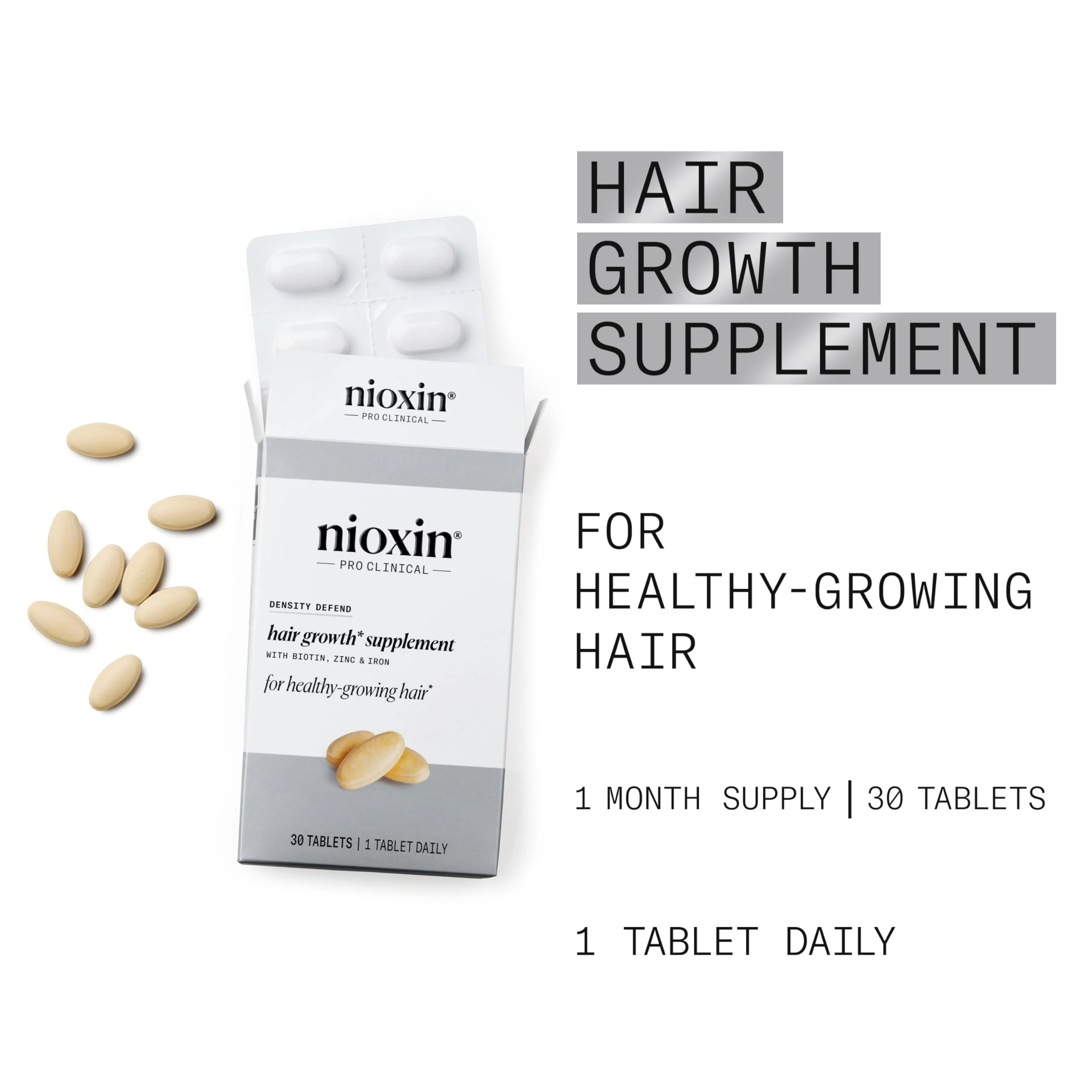 NIOXIN Density Defend Hair Growth Supplements | with Biotin, Zinc and Iron | for Hair Growth and Thickness | 30 Tablets - Image 3