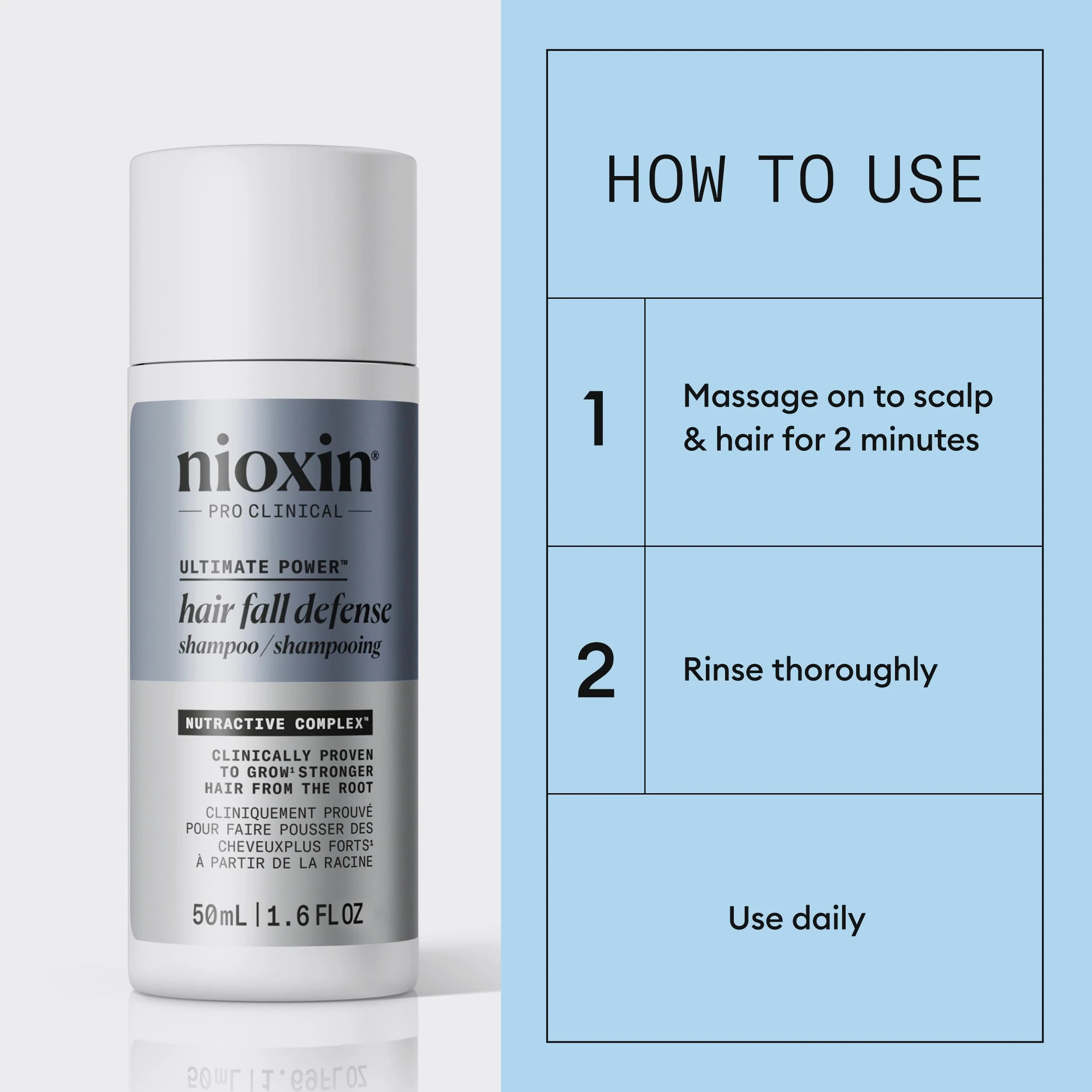 Nioxin Hair Fall Defense Ultimate Power Shampoo | Visibly Less Hair Loss | For Thicker and Stronger Hair | 1.6 Fl Oz | 50mL - Image 4