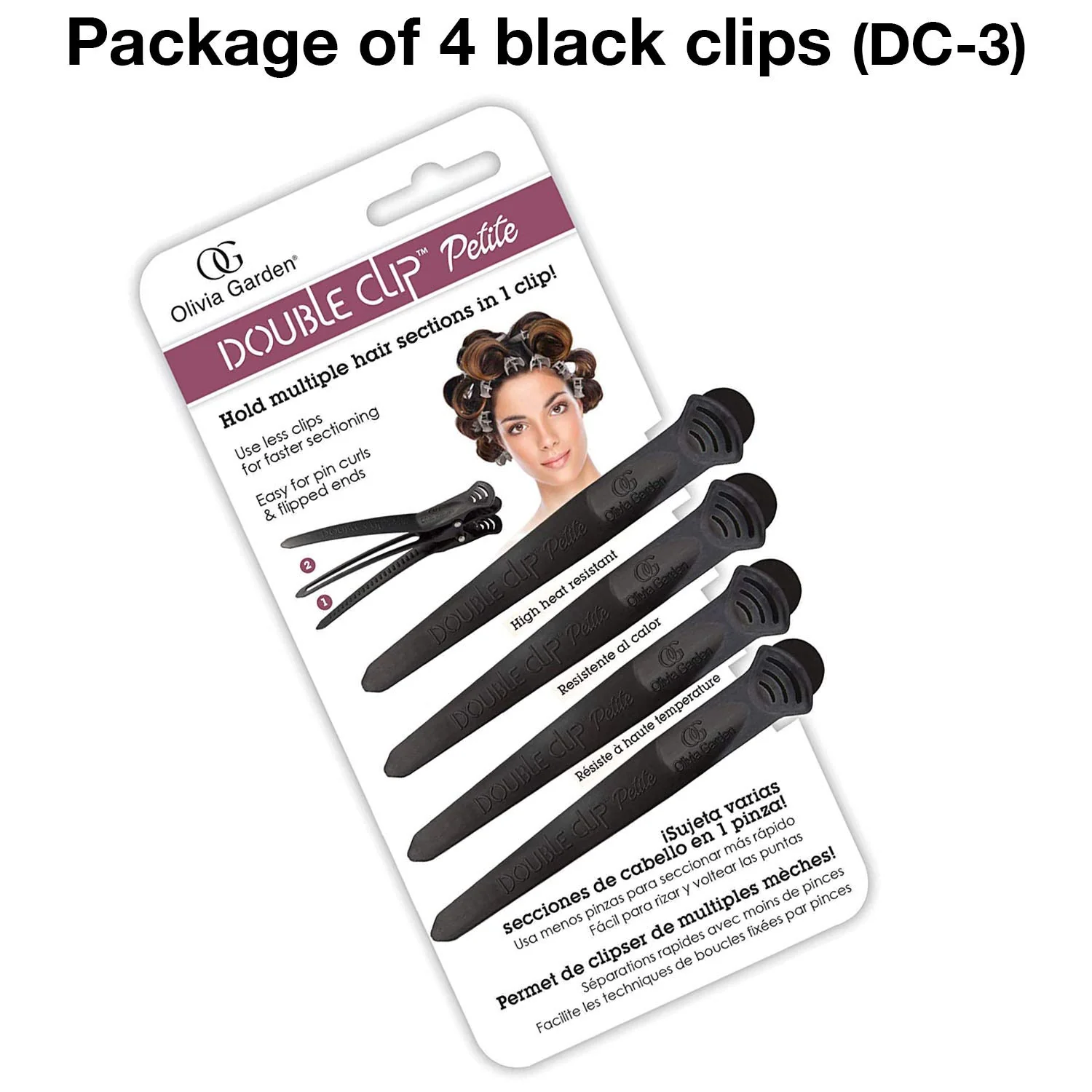 Olivia Garden 2-in-1 sectioning Double Clip - 4 Clips (Petite Black) DC-3 - Image 3