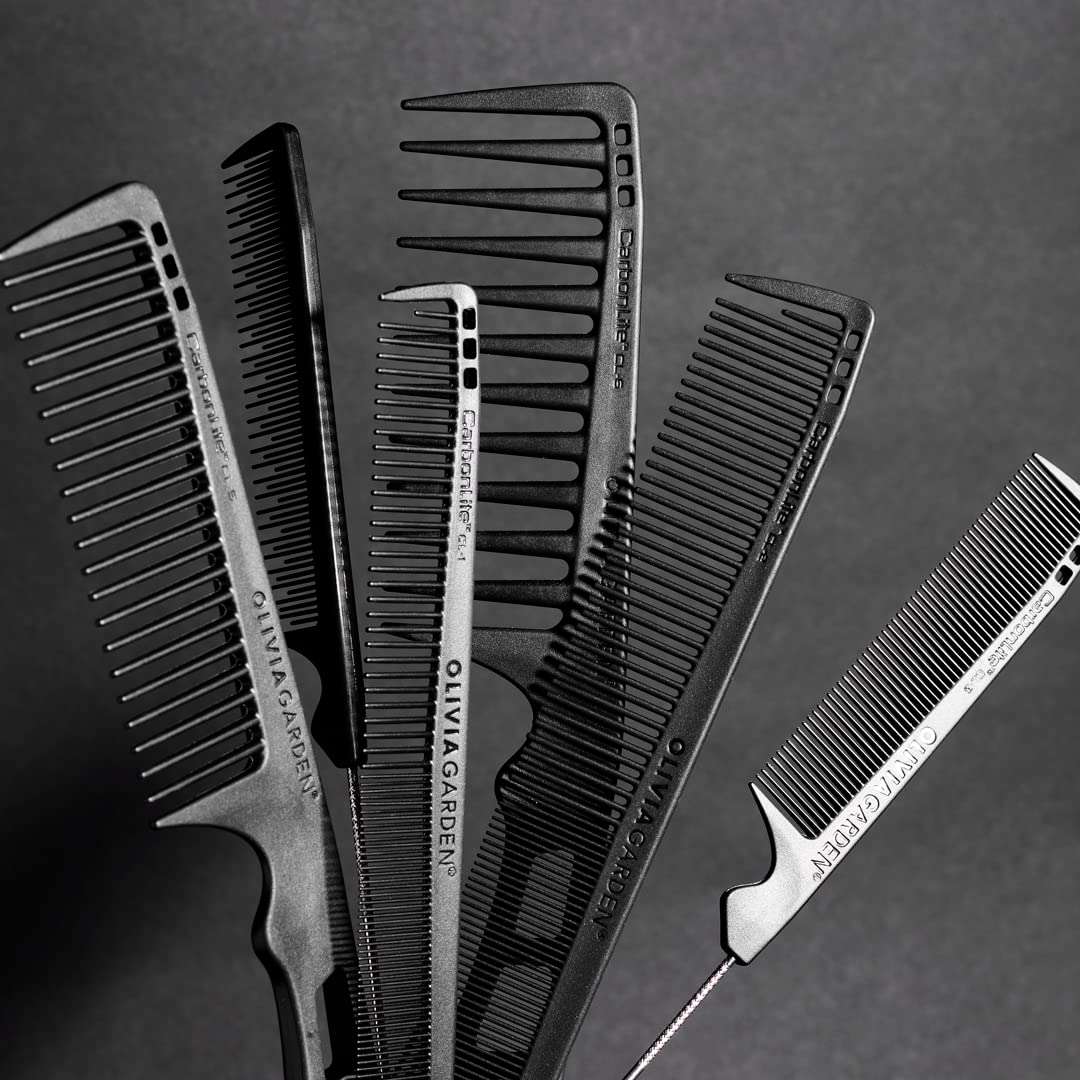 Olivia Garden CarbonLite Carbon Combs for Women and Men - Professional Hairdresser and Barber Accessories - Heat Resistant Up to 460 Degrees, 6pc Kit - CL1 to CL - Image 6