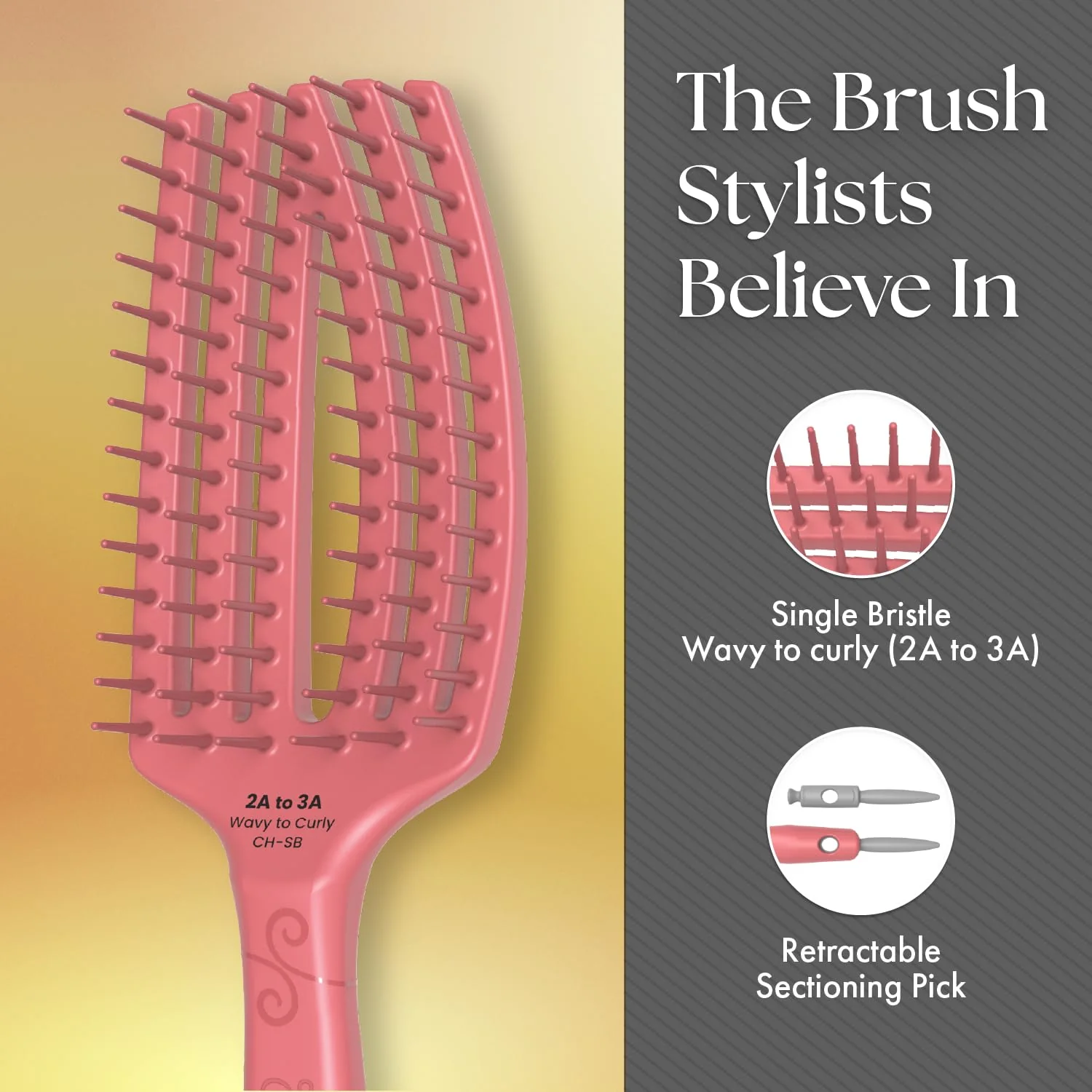 Olivia Garden CurlyHair Brush for Wet or Dry Hair - Curly Hair Brush for Detangling, Product Layering, Curl Encouragement, Scalp Care - 4-Piece Box Set (CH-DB, CH-SB, CH-WB, CH-PC) - Image 3