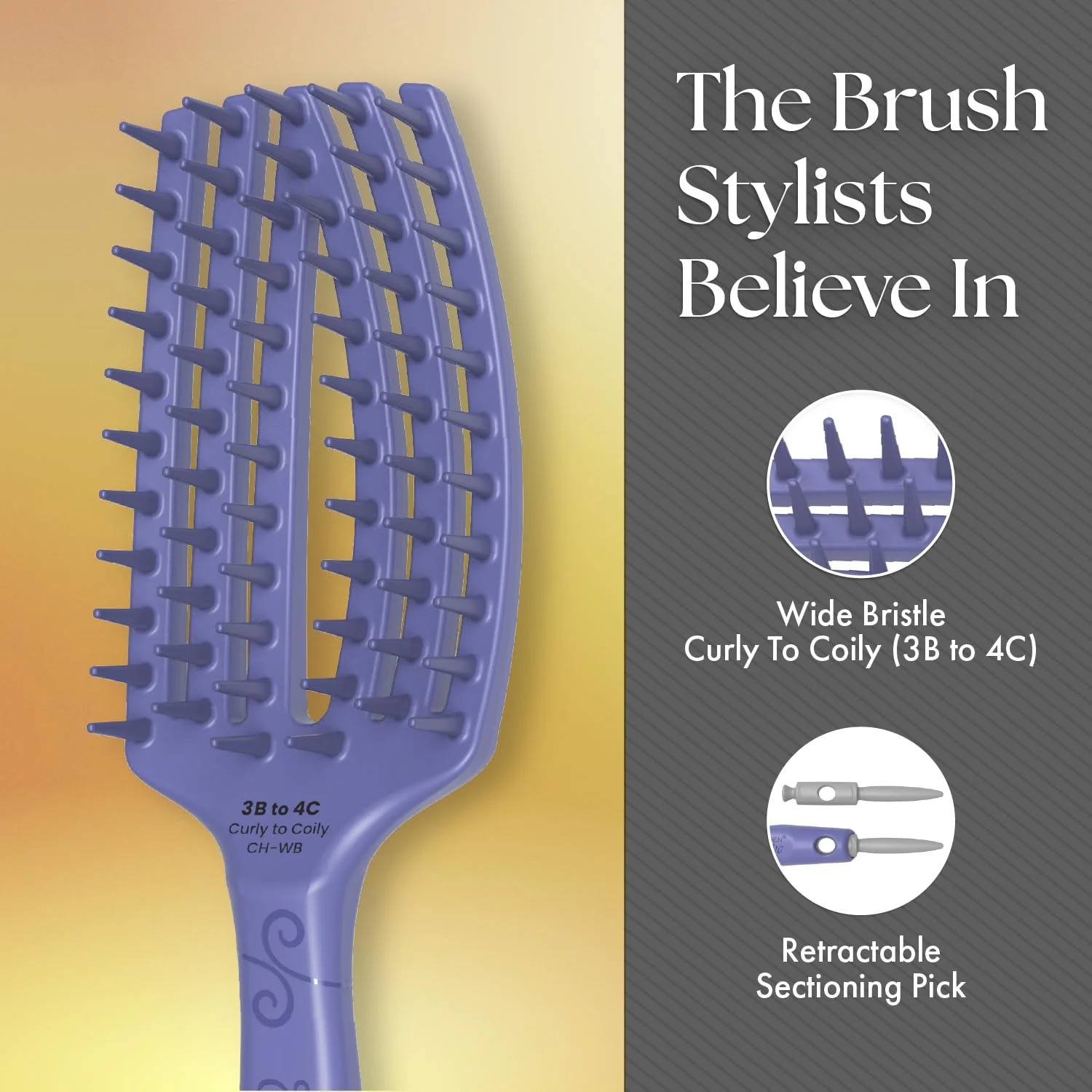 Olivia Garden CurlyHair Brush for Wet or Dry Hair - Curly Hair Brush for Detangling, Product Layering, Curl Encouragement, Scalp Care - 4-Piece Box Set (CH-DB, CH-SB, CH-WB, CH-PC) - Image 5