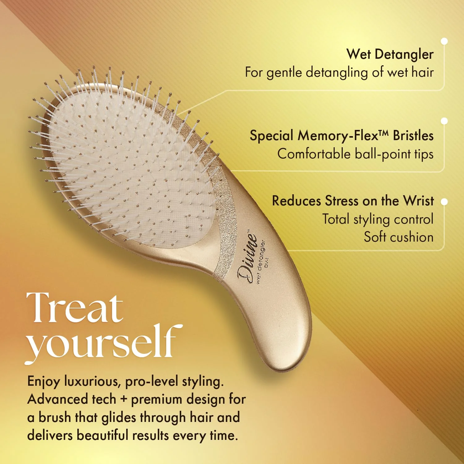 Olivia Garden Divine Paddle Brush for Women and Men - Professional Hair Brush for Thick and Fine Hair - Ideal for Straight, Wavy, and Curly Hair - Ergonomic Design - Image 2
