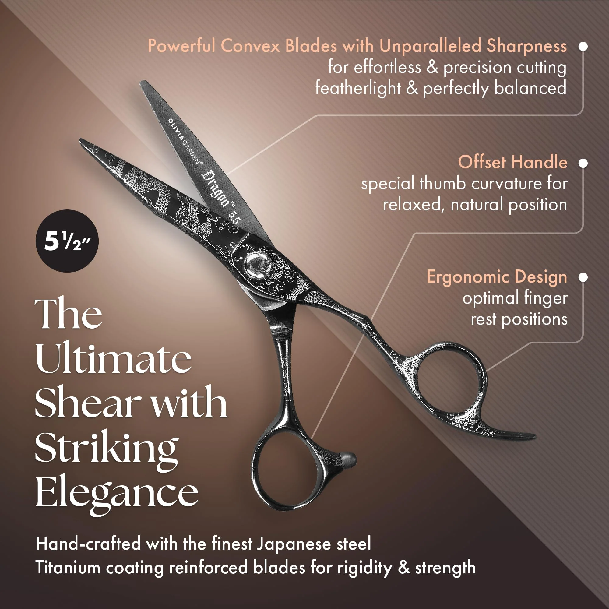 Olivia Garden Dragon Shears Kit - Includes Professional Hair Cutting 5.5" Shear, 6" Thinner, Case, and Accessories - Razor Sharp Scissors - DR-55, DR-T628 - Image 3