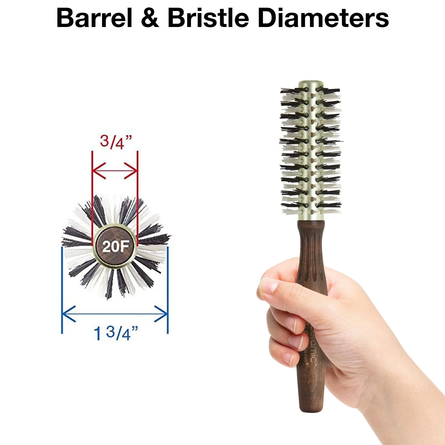 Olivia Garden Ecoceramic Firm Bristles Round Thermal Hair Brush (1 3/4") - Image 2
