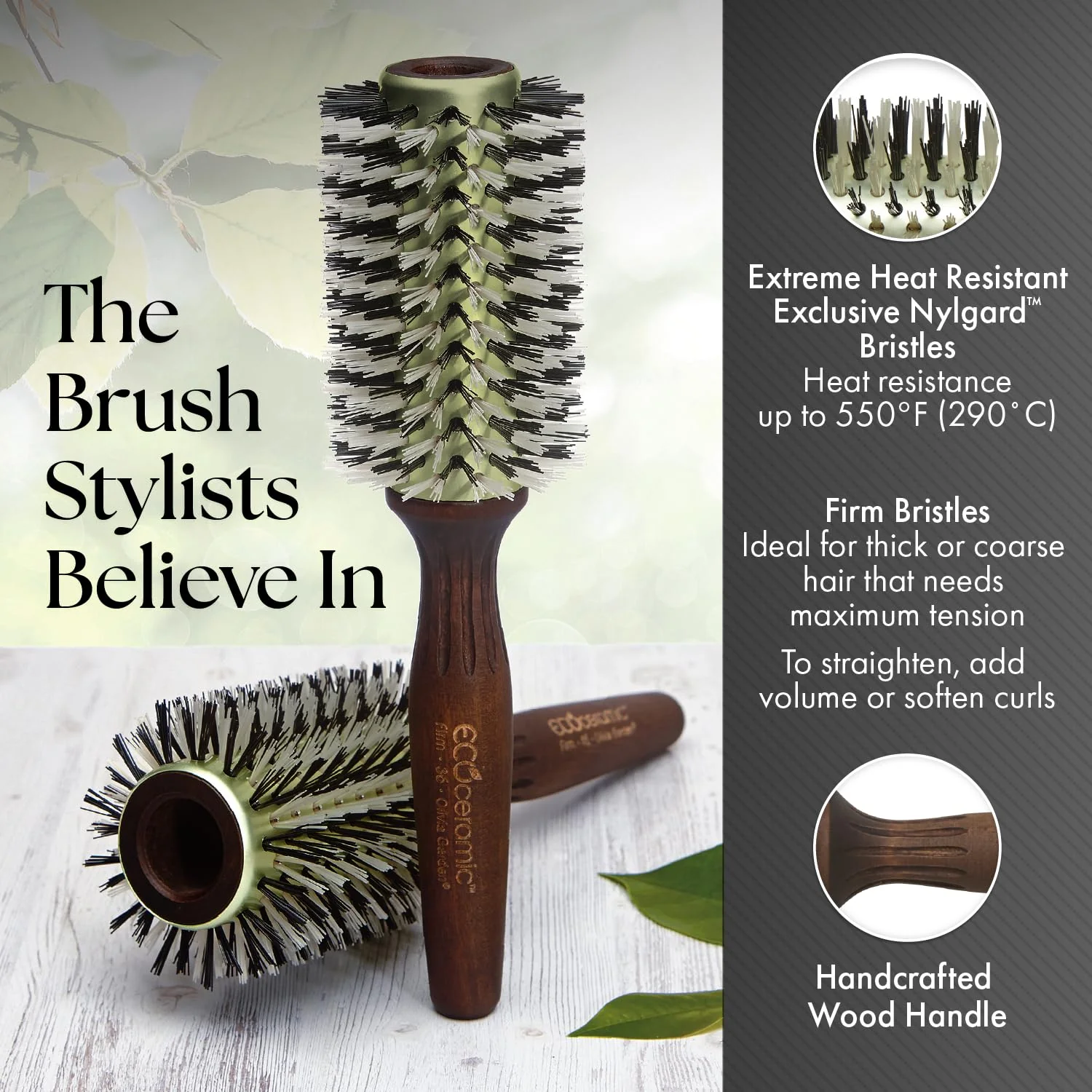 Olivia Garden Ecoceramic Firm Bristles Round Thermal Hair Brush (1 3/4") - Image 4