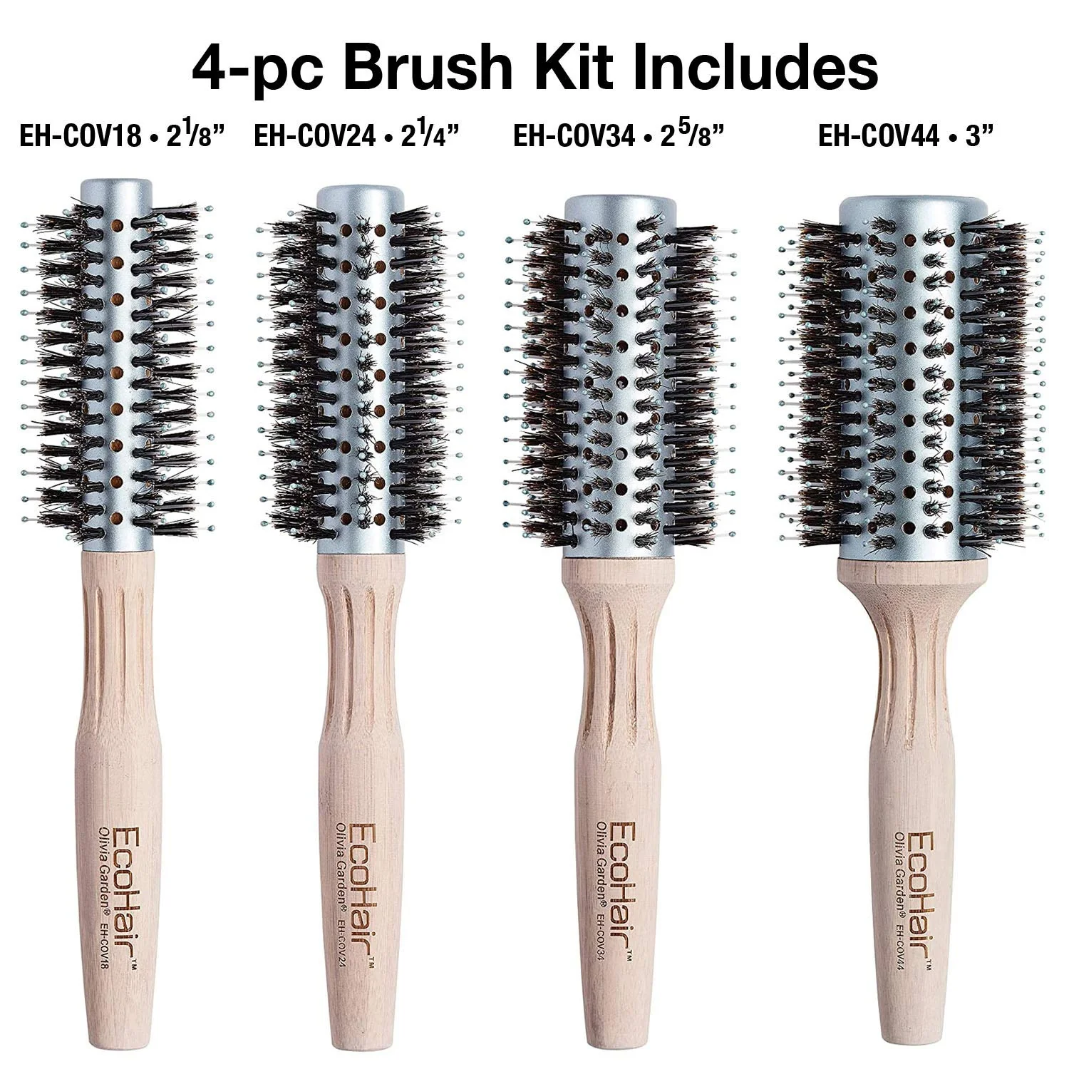 Olivia Garden EcoHair Combo Vent Round Bamboo Hair Brush EH-BOX01 - Image 2