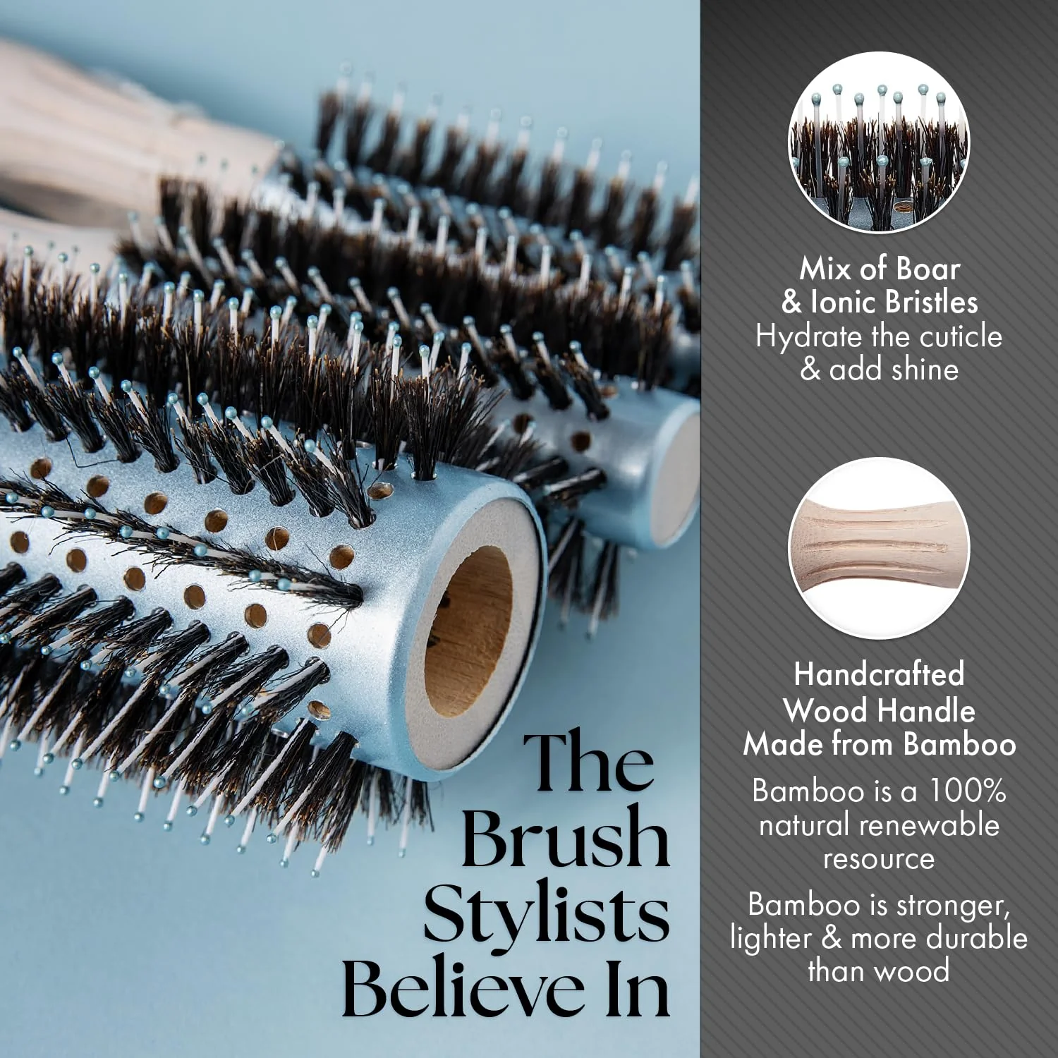 Olivia Garden EcoHair Combo Vent Round Bamboo Hair Brush EH-BOX01 - Image 4