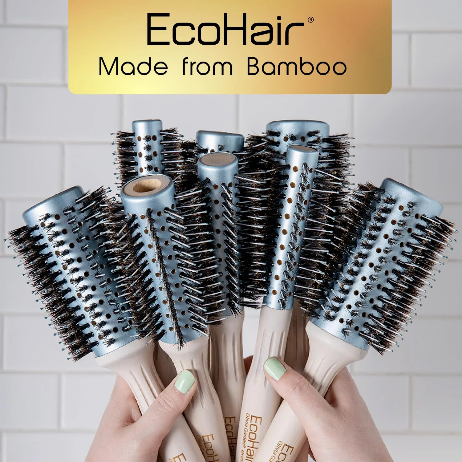 Olivia Garden EcoHair Combo Vent Round Bamboo Hair Brush EH-BOX01 - Image 6