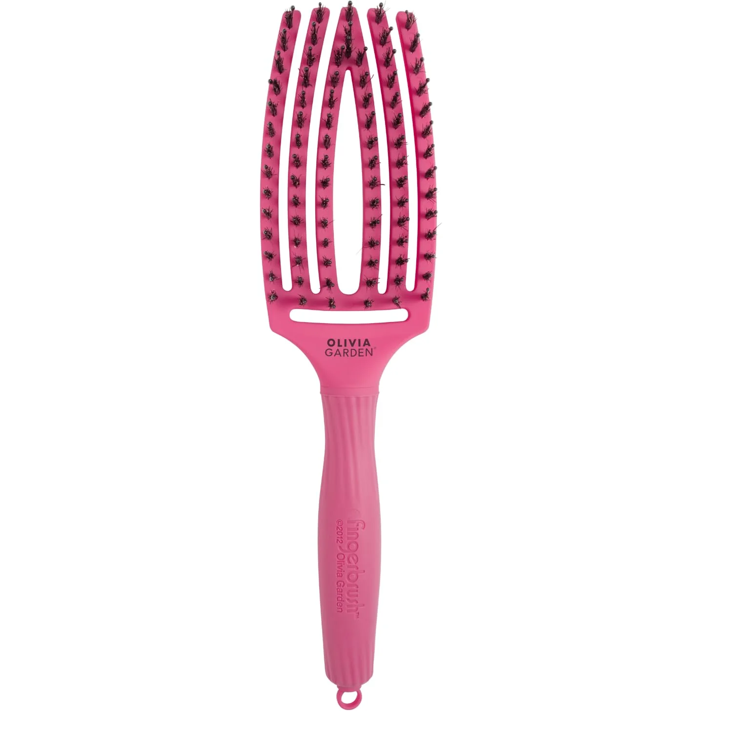 Olivia Garden Fingerbrush Care Iconic - Medium - Hot Pink - Detangling Hairbrush with Boar & Nylon Bristles for Ultimate Shine & Smooth Styling - Image 4
