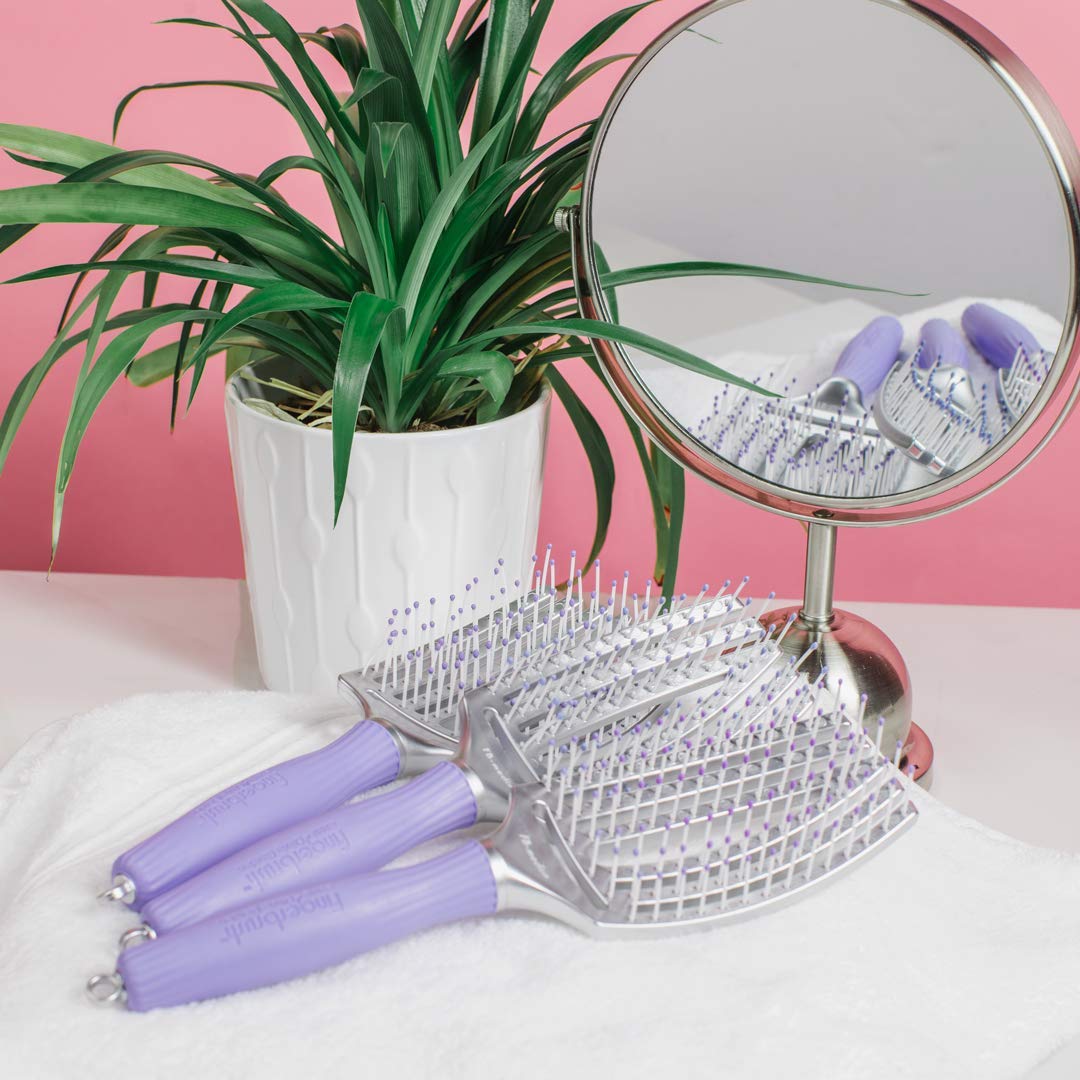 Olivia Garden Fingerbrush Curved and Vented Paddle Brush for Blow Drying - Ideal for Styling and Detangling All Hair Types - Scalp Massager Brush, 3-Piece Kit - Image 6